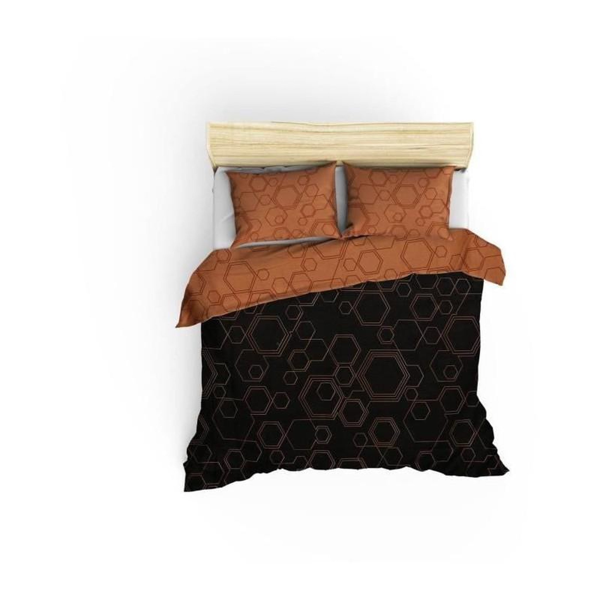 Voir la diapositive 3 : GENERIQUE Parure de lit - 129CTN62708 - 1 housse de couette 220 x 240 cm + 2 taies d'oreiller 60 x 60 cm - 100% coton ranforcé - Cuivre