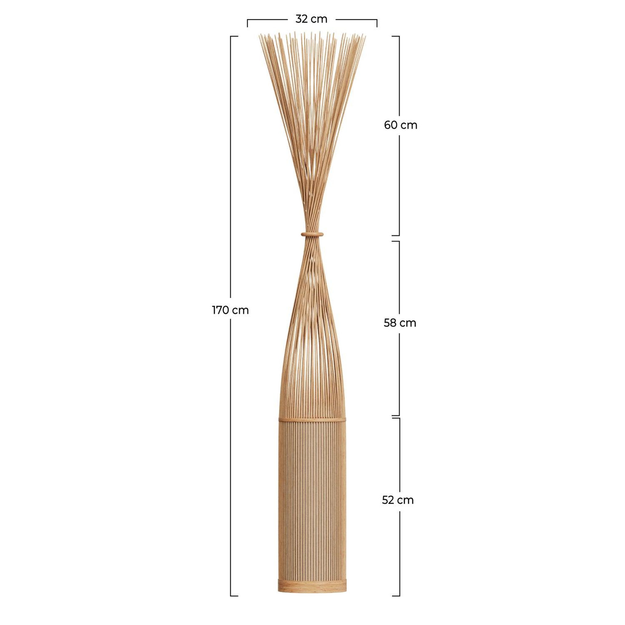 Voir la diapositive 4 : MAISON PAVANE Lampadaire en bambou naturel 1m70-Huron
