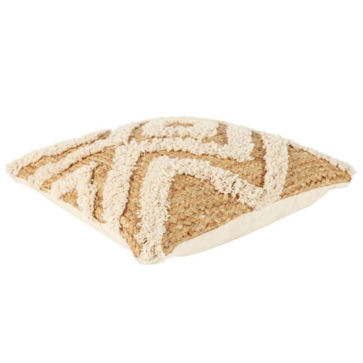 Paris Prix Coussin Déco en Jute  Tufté  40x40cm Beige & Naturel