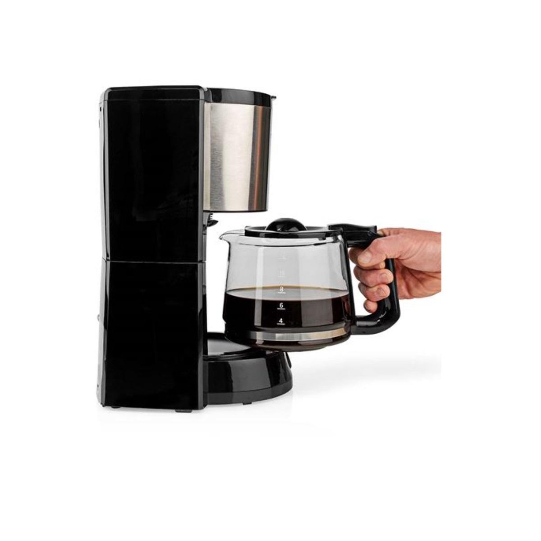 Voir la diapositive 4 : NEDIS Cafetière filtre 12 tasses 1000w noir/argent - kacm260ebk