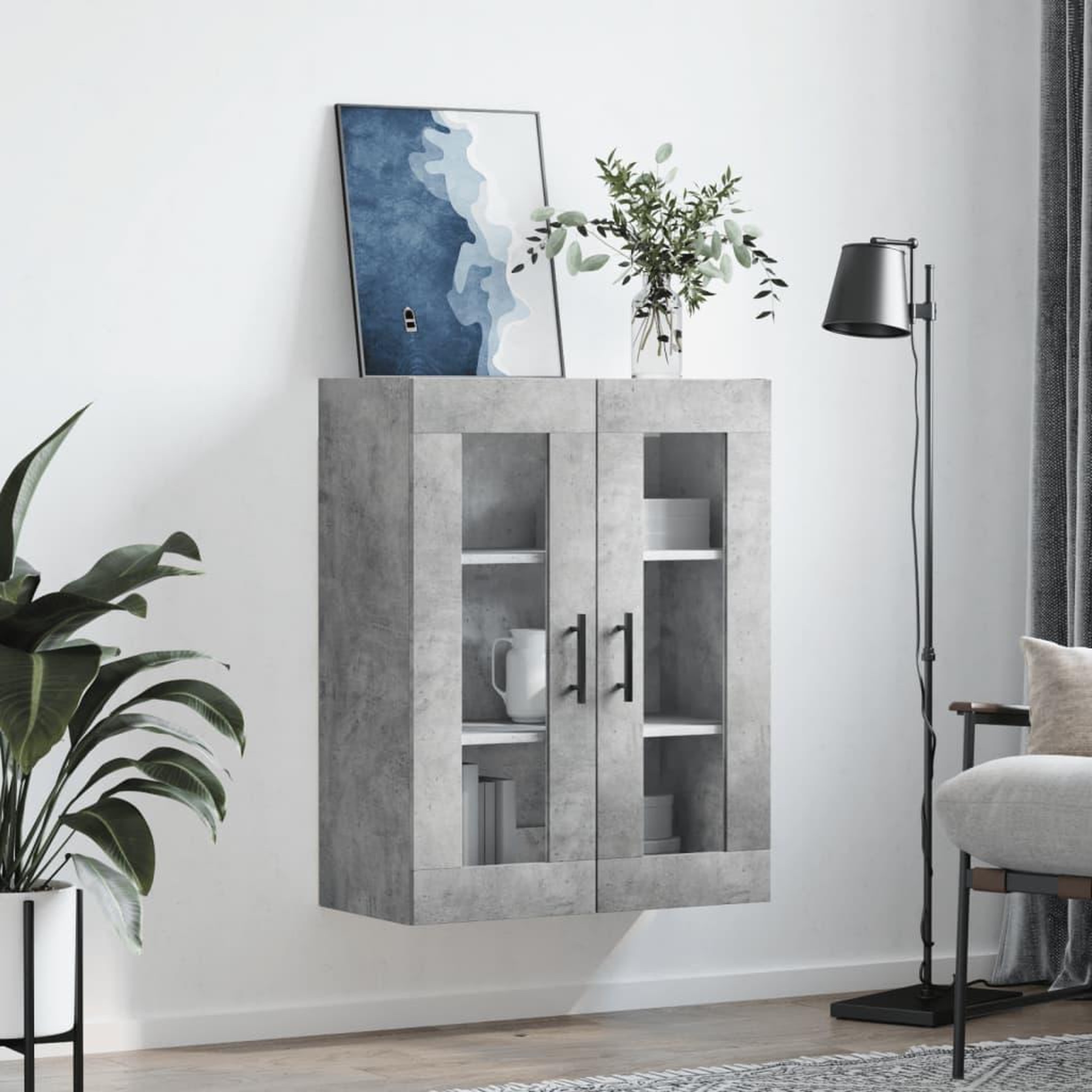 Voir la diapositive 3 : VIDAXL Armoire murale gris beton 69,5x34x90 cm