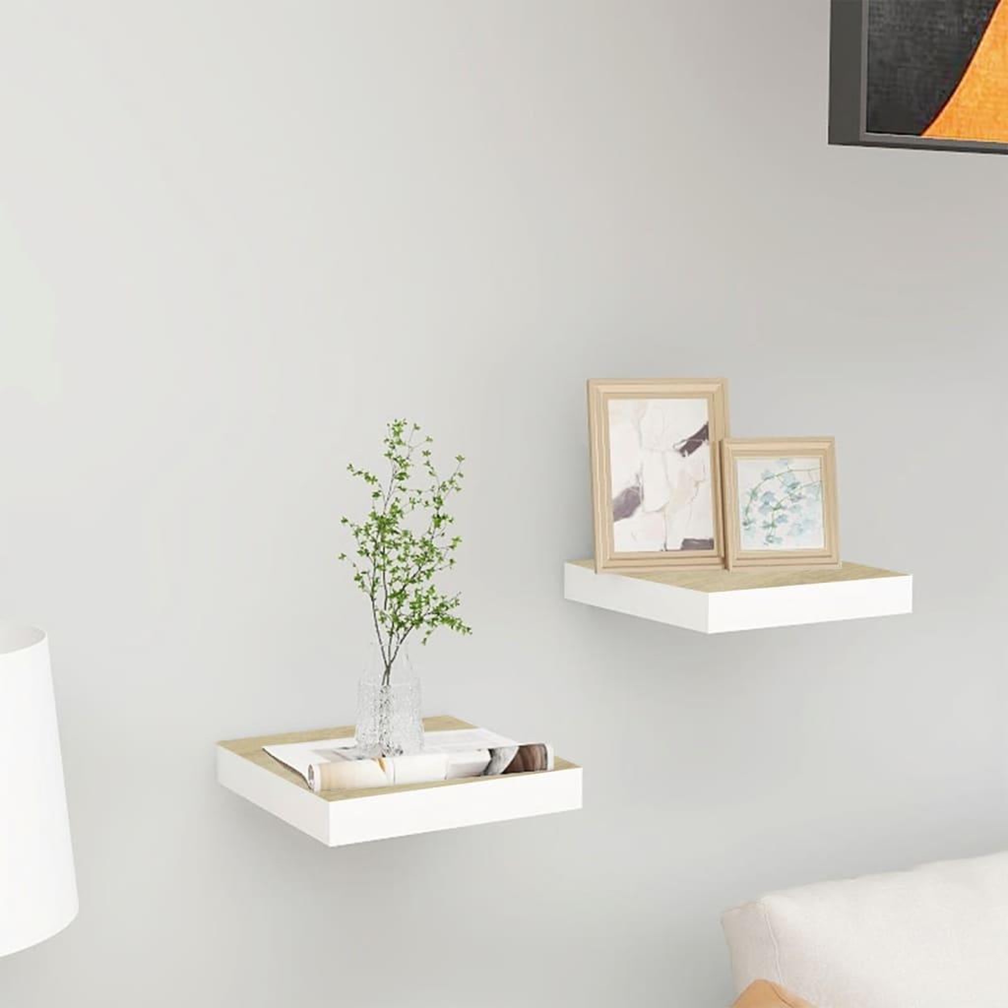 VIDAXL Etageres murales 2 pcs Chene et blanc 23x23,5x3,8 cm MDF