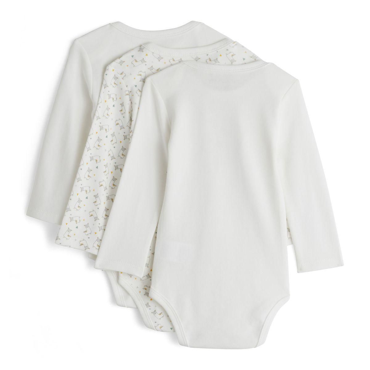 IN EXTENSO Lot de 3 bodies manches longues lama bébé 