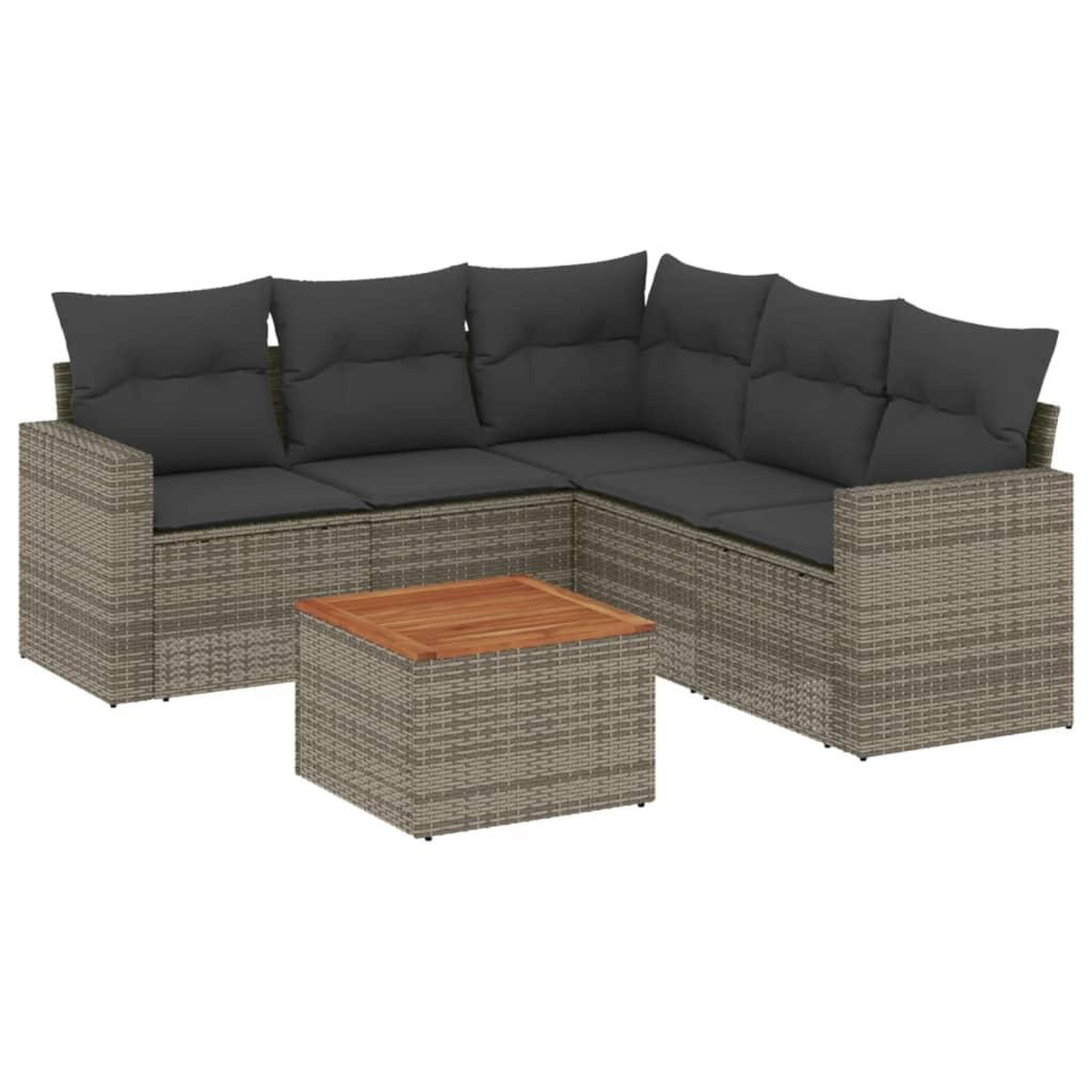 Voir la diapositive 2 : VIDAXL Salon de jardin 6 pcs avec coussins gris resine tressee