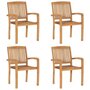 Voir la diapositive 2 : VIDAXL Chaises de jardin empilables avec coussins lot de 4 Teck solide