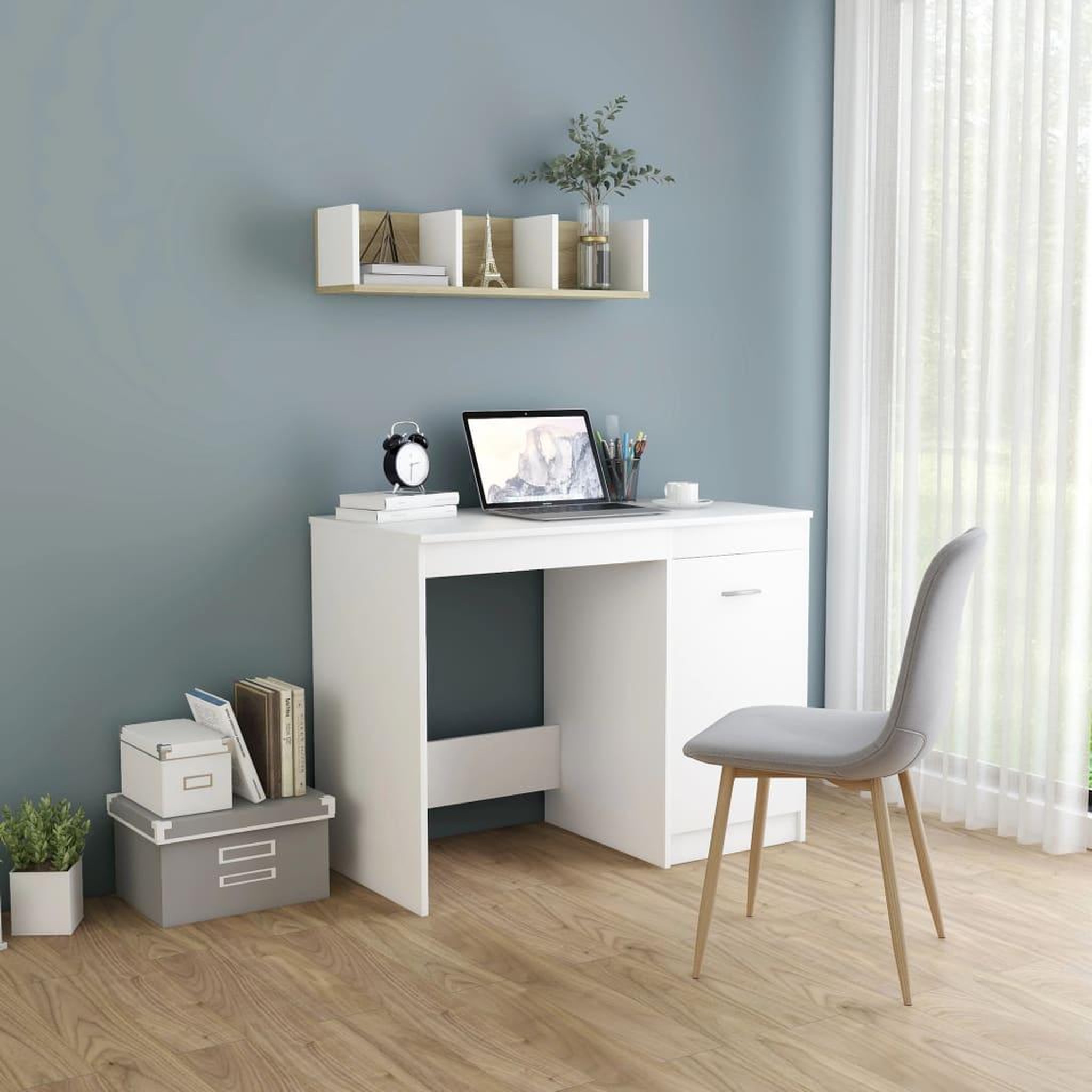Voir la diapositive 1 : VIDAXL Bureau Blanc 100x50x76 cm Bois d'ingenierie