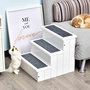 Voir la diapositive 2 : PAWHUT Escalier pour chien animaux rampe 3 marches revêtement tapis coffre interne rangement blanc