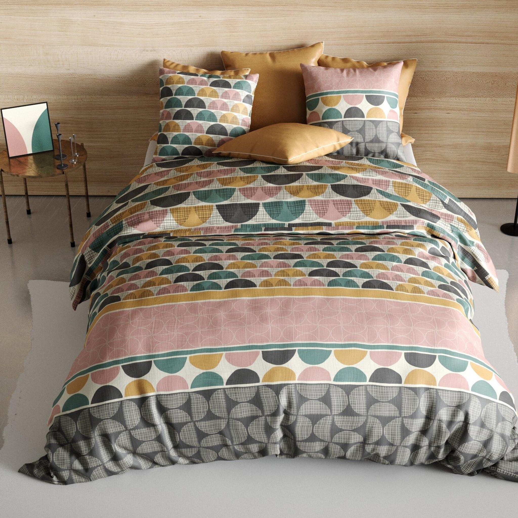 Voir la diapositive 2 : ATELIER DU COTON Parure housse de couette 100% coton 57fils thanos