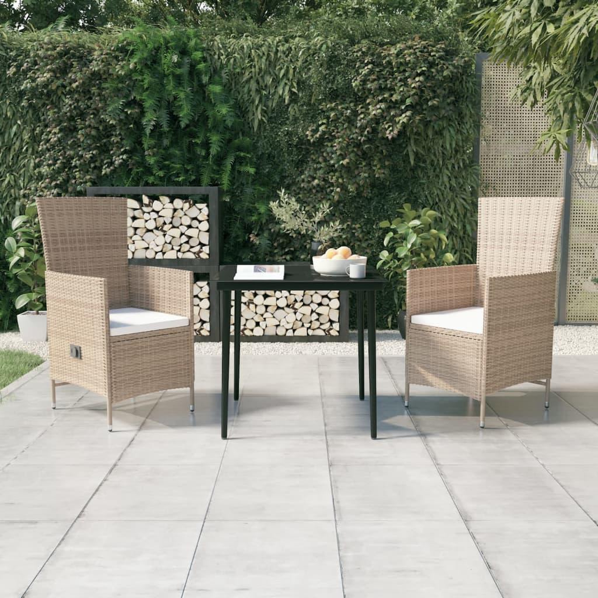 Voir la diapositive 1 : VIDAXL Ensemble a manger de jardin avec coussins 3 pcs Beige