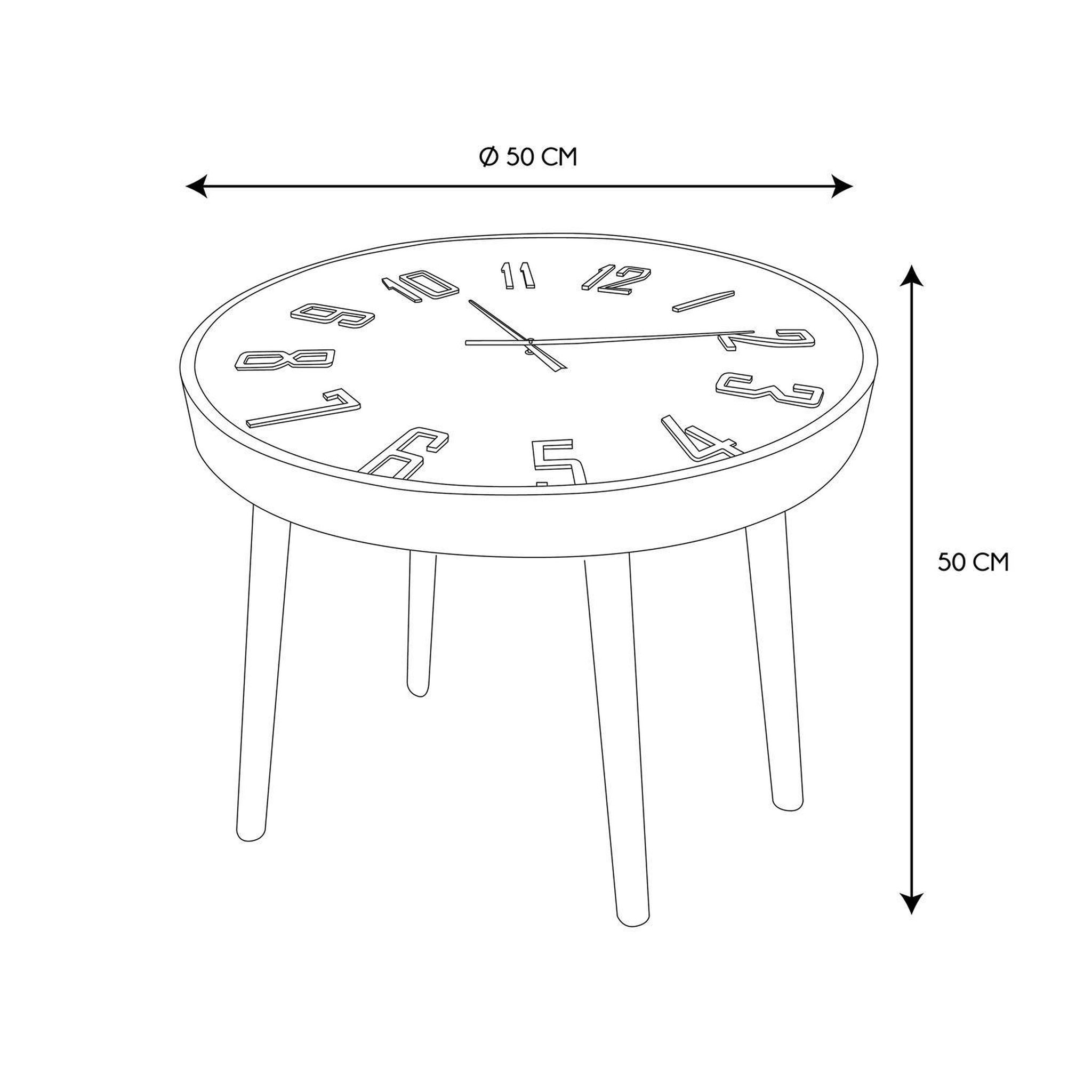 Voir la diapositive 5 : The Home Deco Factory Table d'appoint avec horloge - diam. 50 cm x h. 43,5 cm - noir