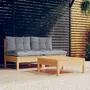 VIDAXL Salon de jardin 3 pcs avec coussins gris bois de pin