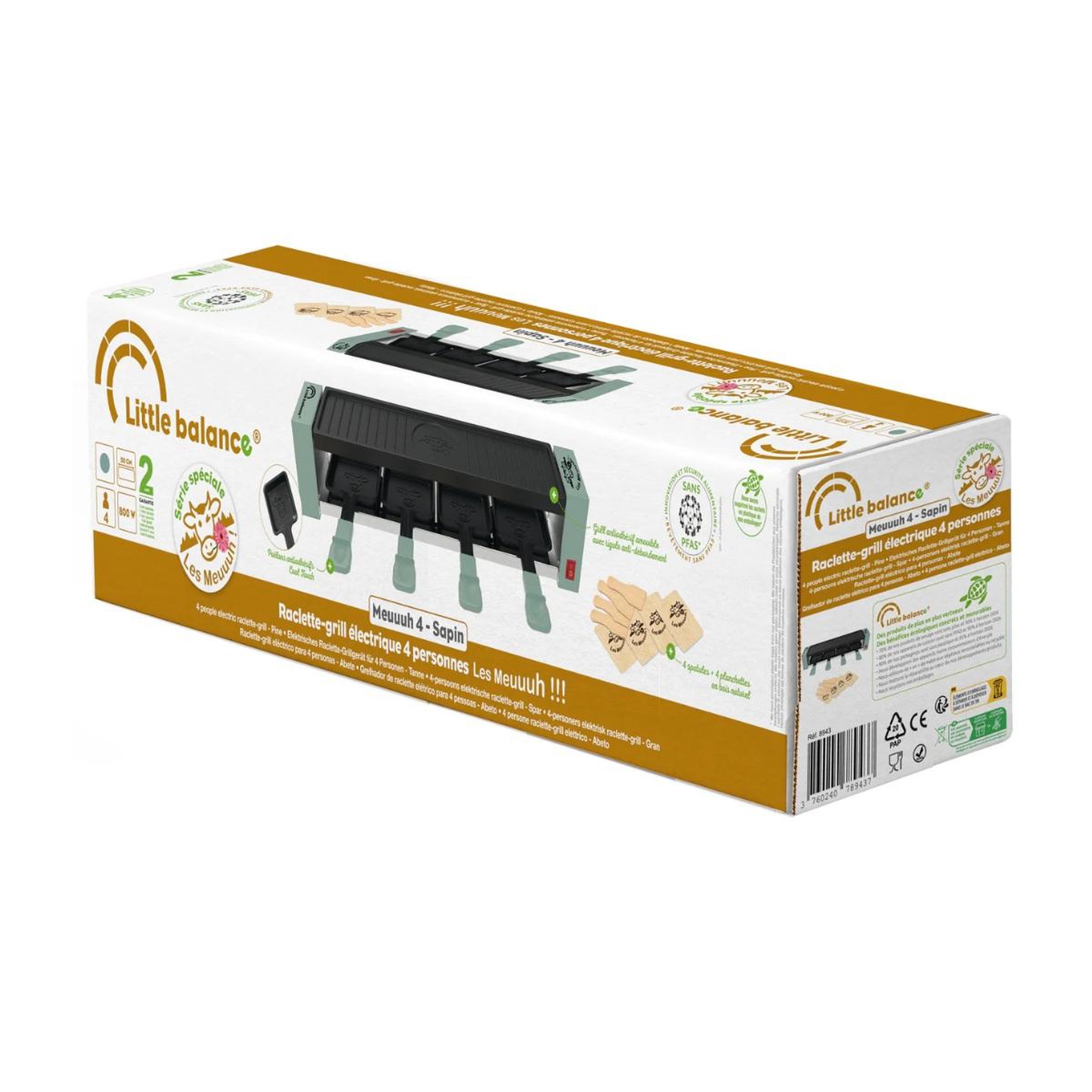 Voir la diapositive 4 : LITTLE BALANCE Appareil à raclette 4 personnes 800w + grill - 8943
