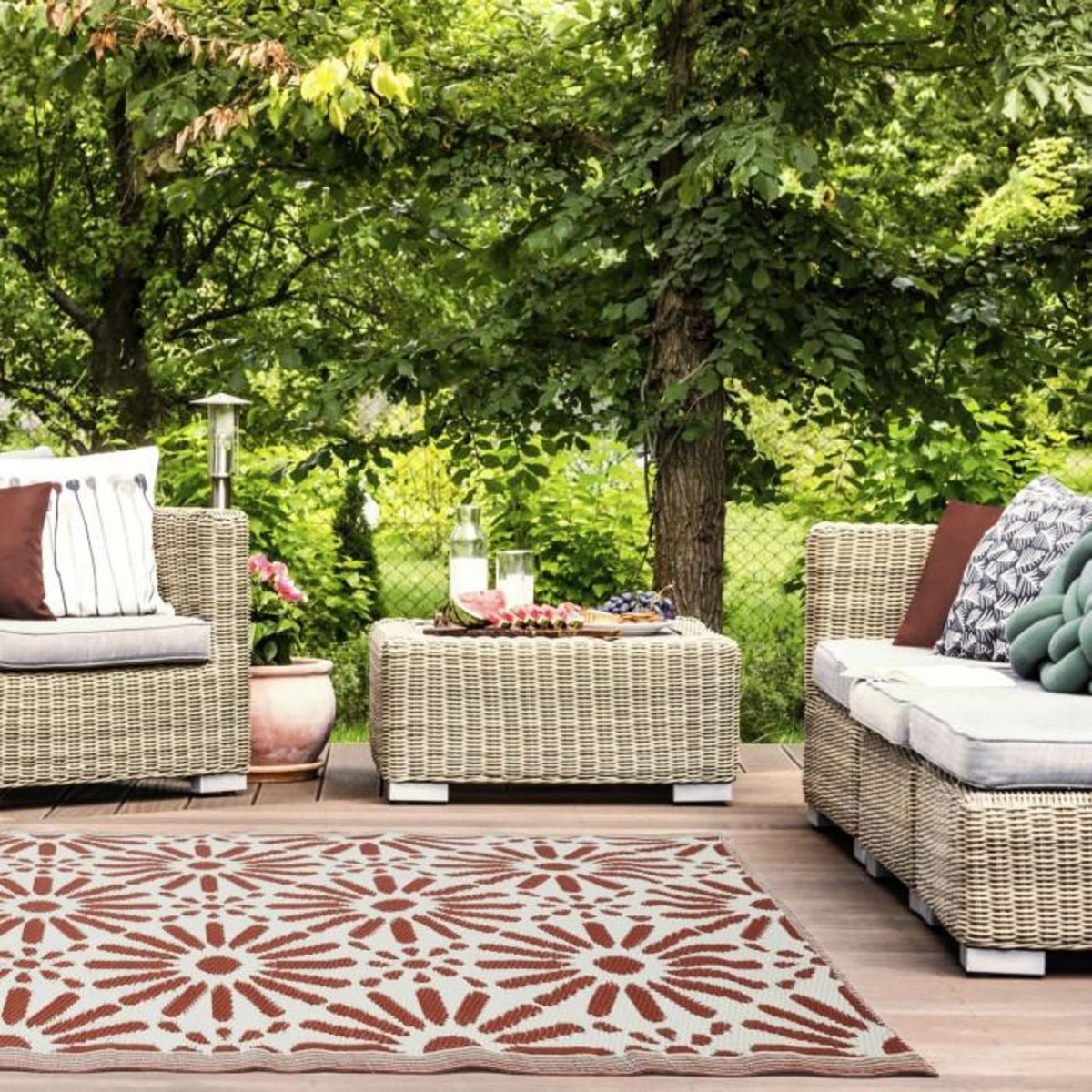 Paris Prix Tapis Déco Imprimé  Patio  120x180cm Rouille