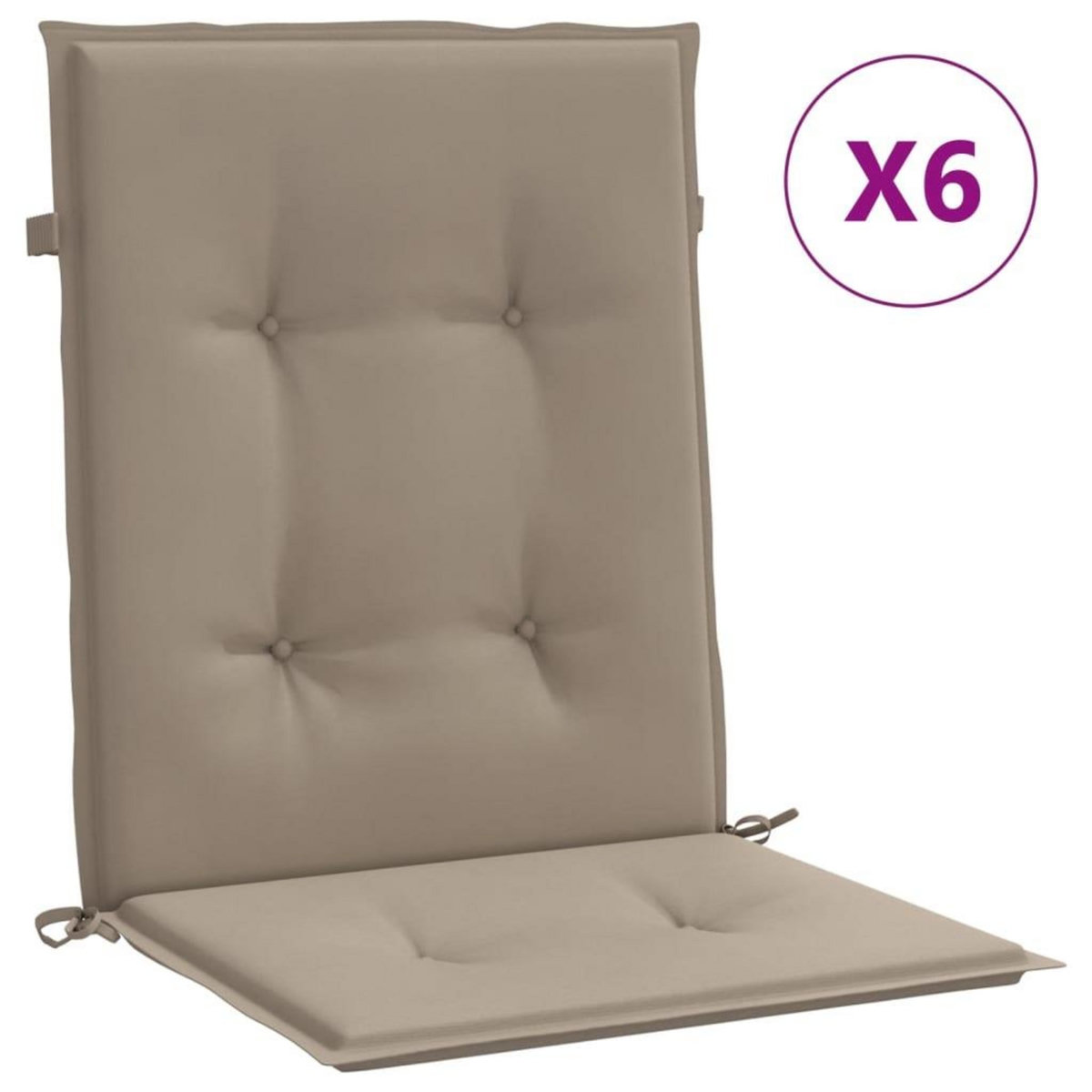 VIDAXL Coussins de chaise de jardin a dossier bas lot de 6 taupe