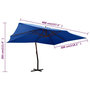 Voir la diapositive 6 : VIDAXL Parasol de jardin en porte-a-faux avec mat en bois bleu azure