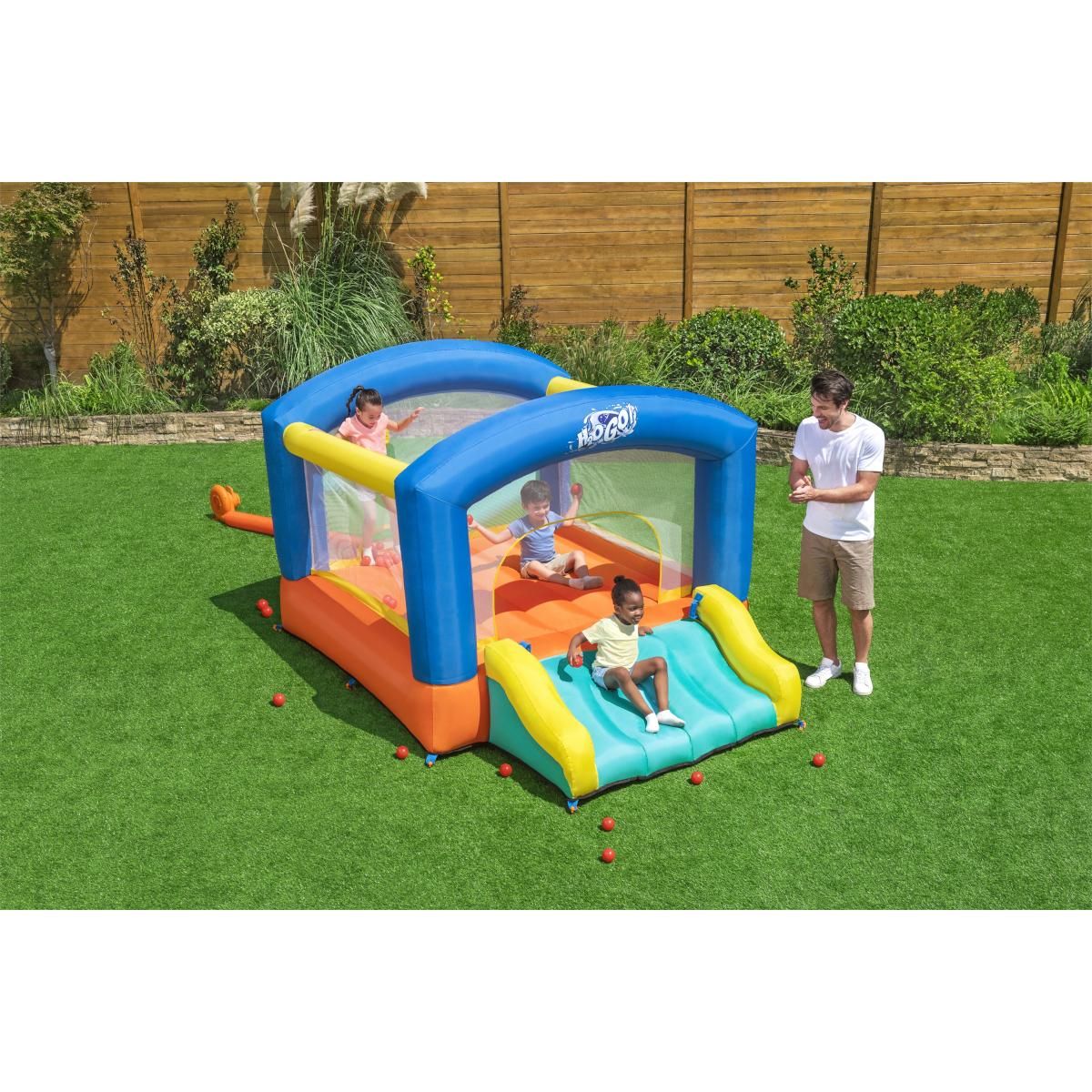 BESTWAY Trampoline gonflable à air constant leap & play, 289 x 213 x 173 cm - 53427