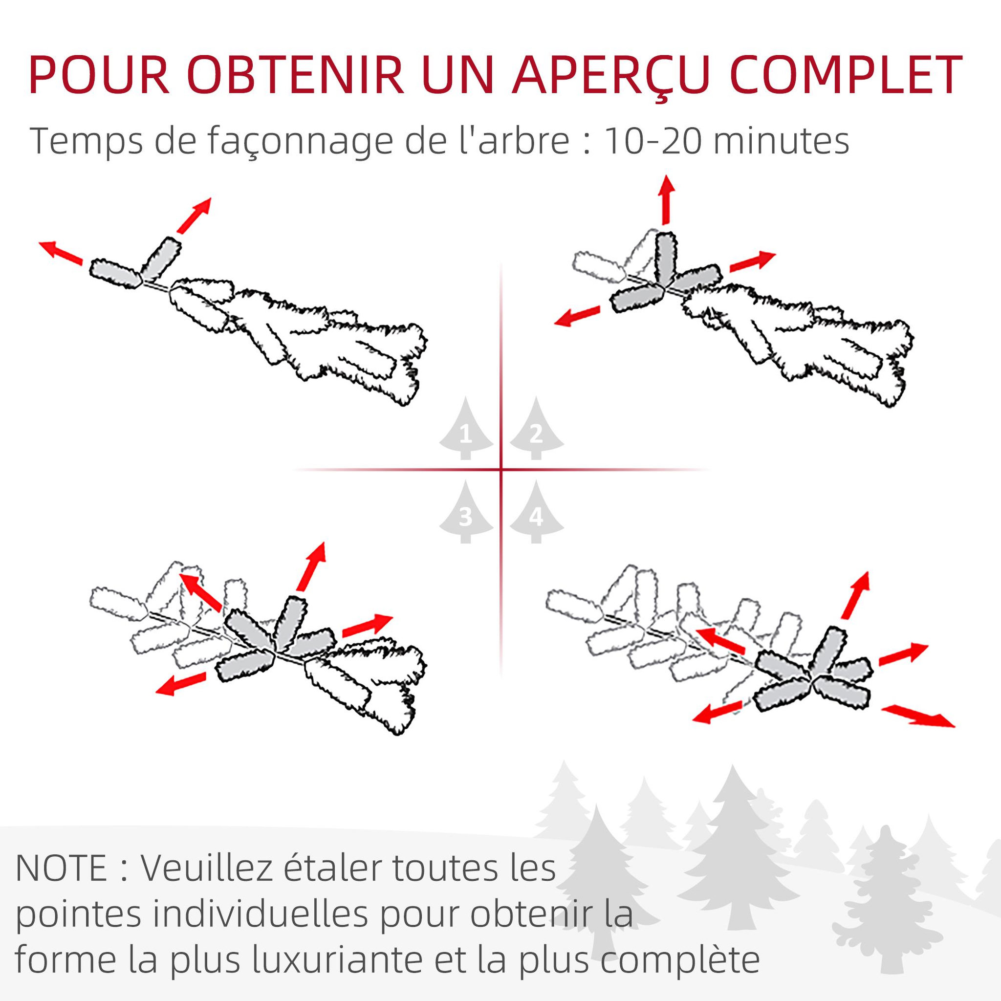 Voir la diapositive 6 : HOMCOM Sapin de noël artificiel avec 310 branches, support en acier, arbre de noël artificiel avec socle pliable en acier, hauteur 120 cm, vert