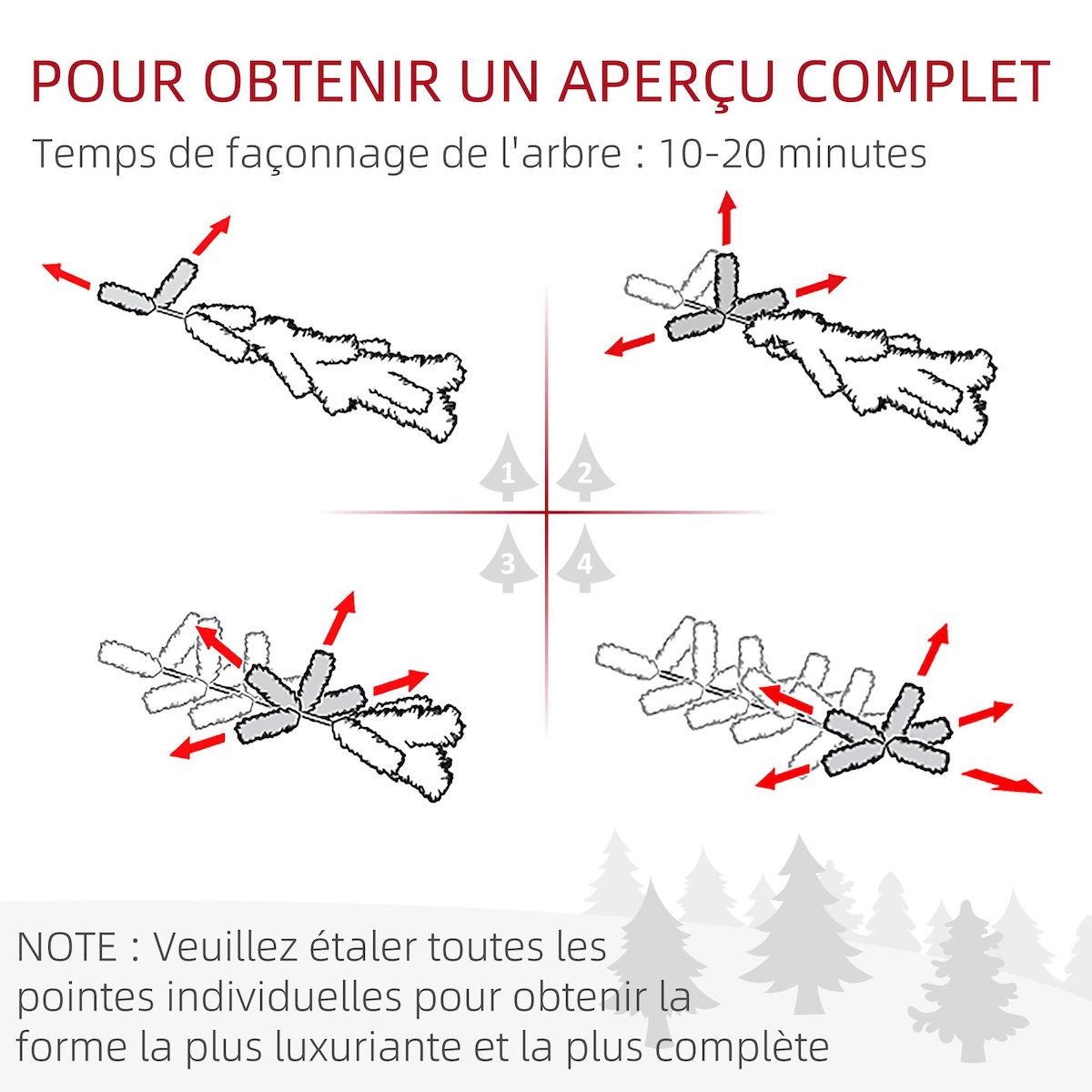 HOMCOM Sapin de Noël artificiel avec 310 branches, support en acier, arbre de Noël artificiel avec socle pliable en acier, hauteur 120 cm, vert