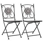 VIDAXL Chaises de bistrot mosaïque lot de 2 Gris
