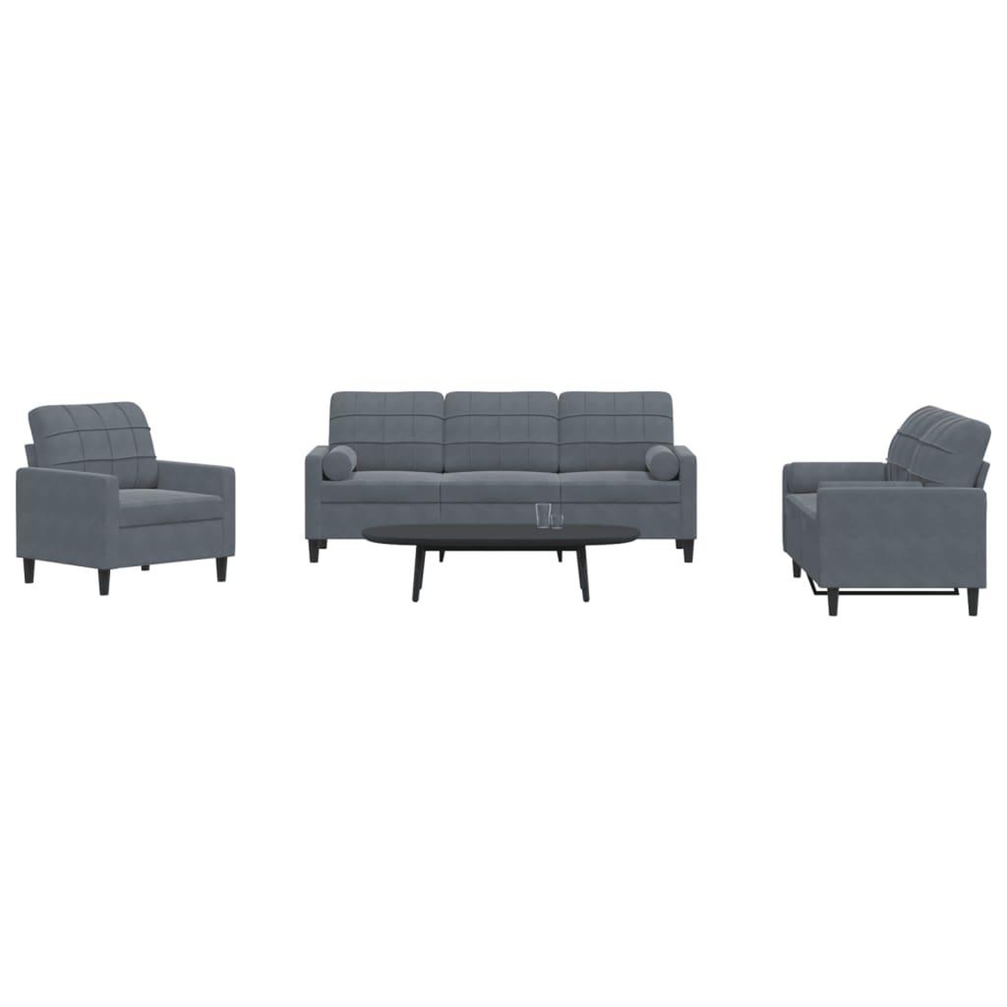 VIDAXL Ensemble de canapes 3 pcs avec coussins et traversins velours