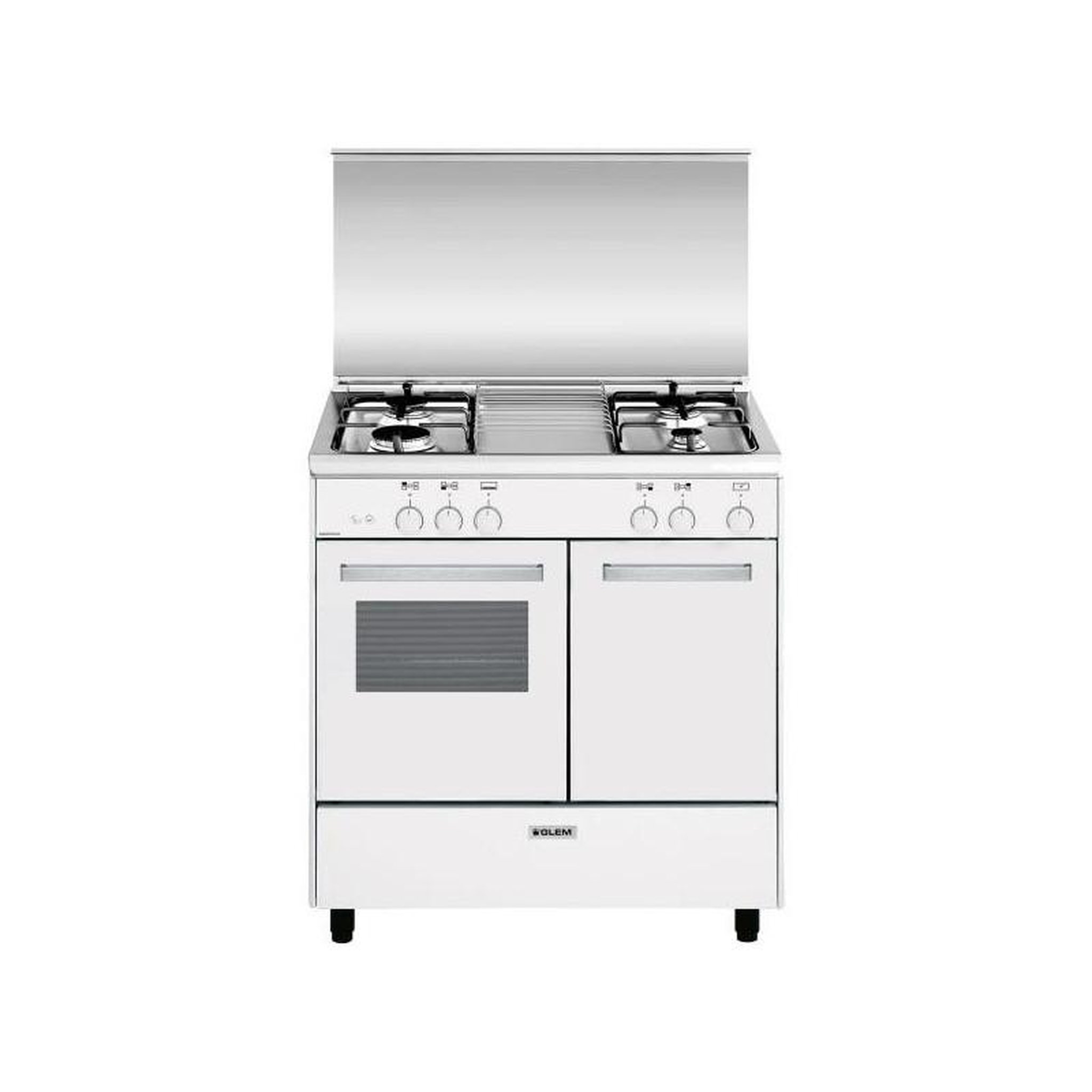 Voir la diapositive 3 : Glem Cuisinière gaz 49l 4 feux blanc - ga85pmwh