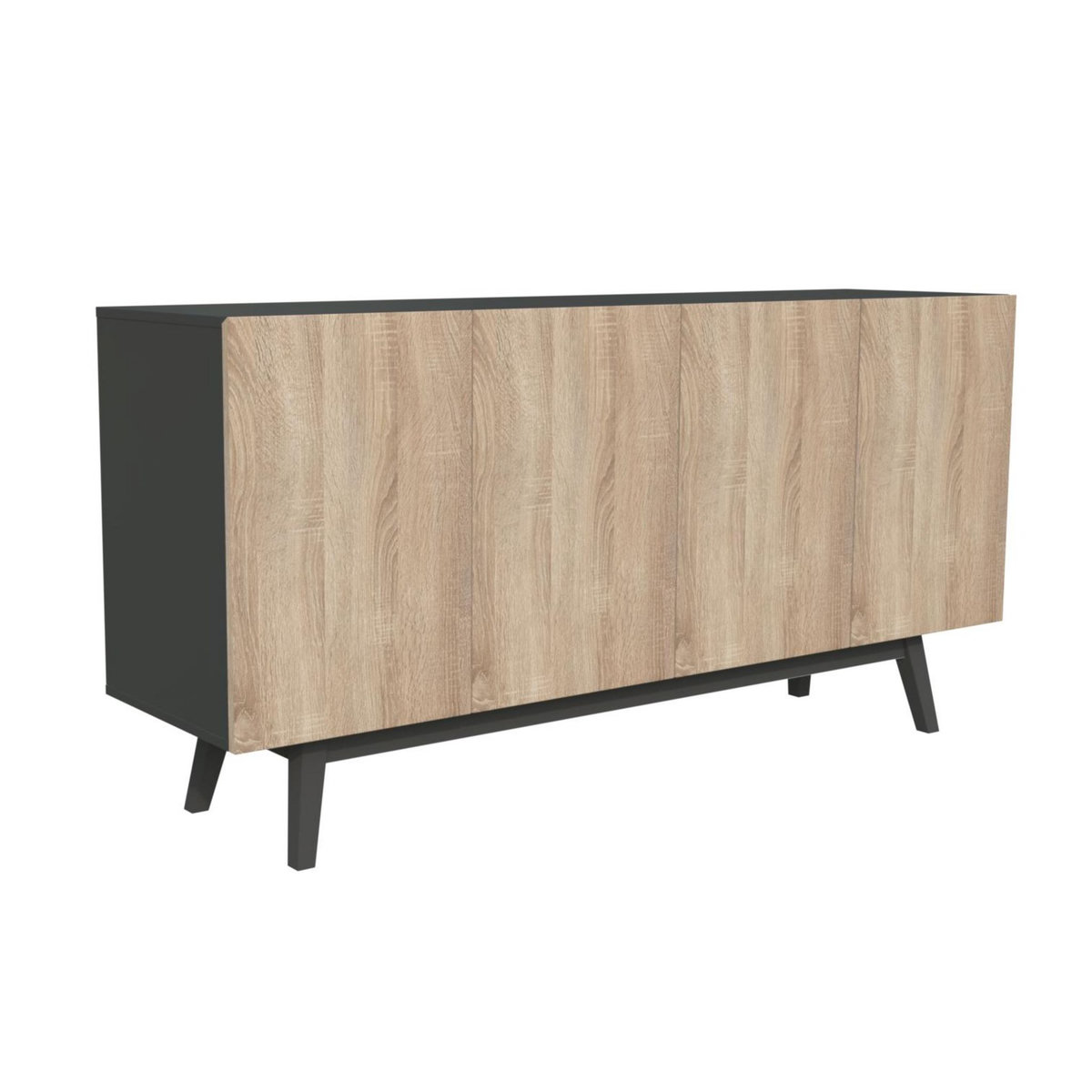 Bahut scandinave SNOW , 4 portes 2 tiroirs L160cm