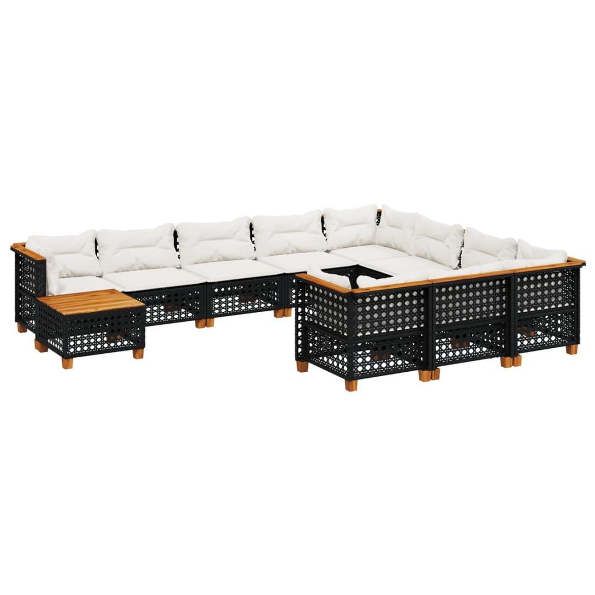 Voir la diapositive 2 : VIDAXL Salon de jardin 11 pcs avec coussins noir resine tressee