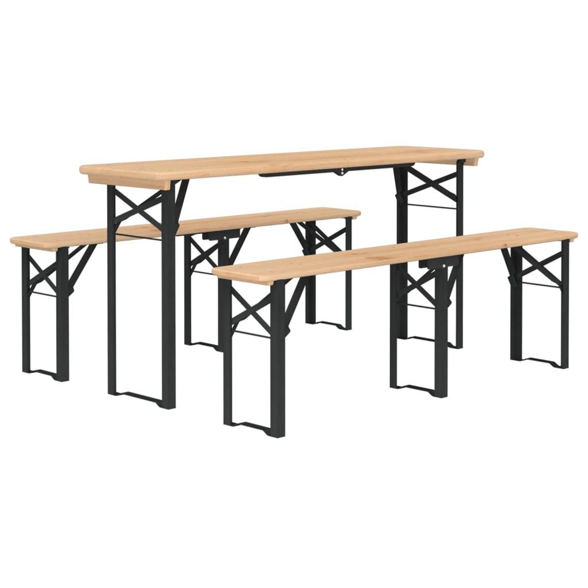 Voir la diapositive 3 : VIDAXL Ensemble de tables a biere pliantes 3 pcs bois massif de sapin