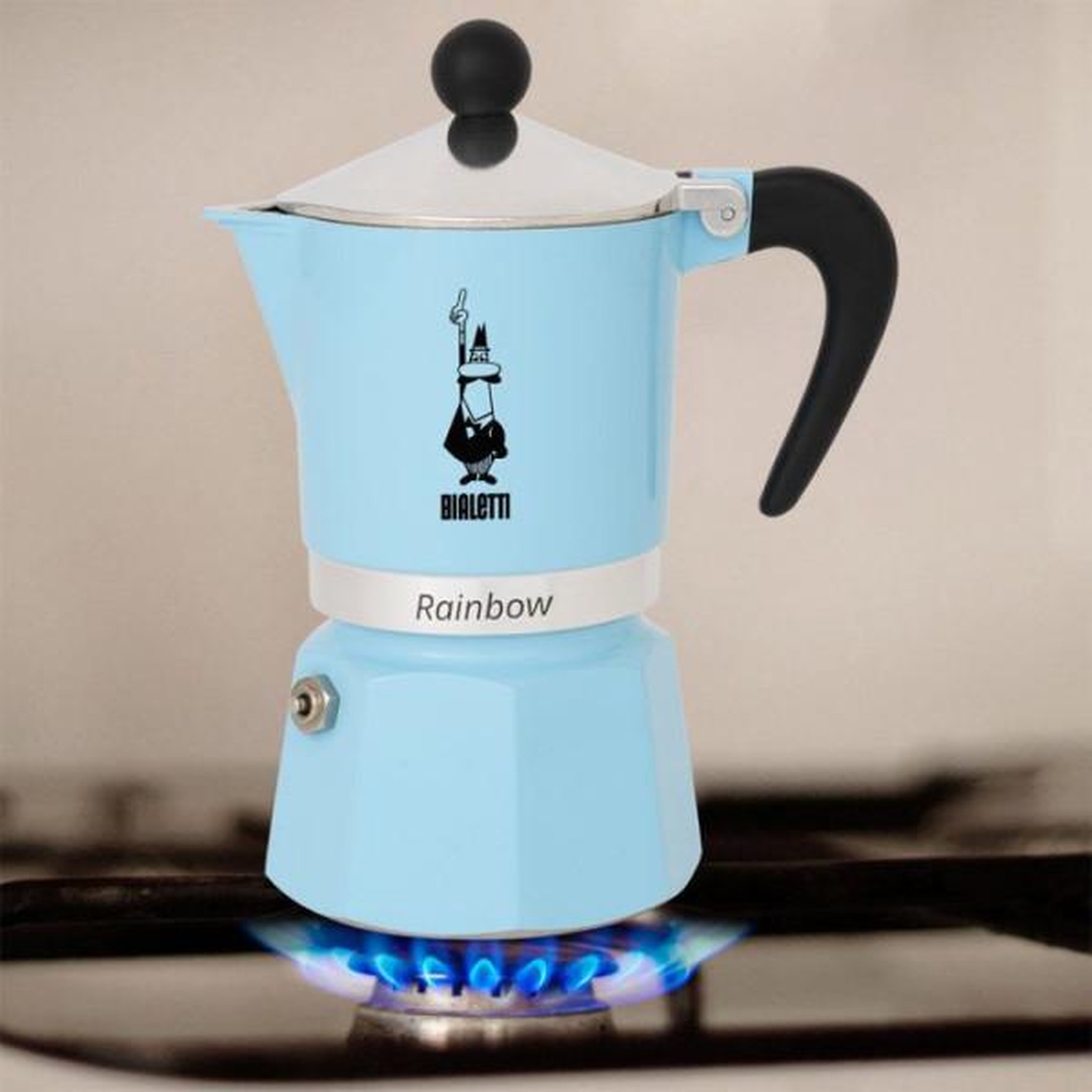 Voir la diapositive 2 : BIALETTI Cafetiere italienne - BIALETTI - Moka Express - Tous feux sauf induction - 6 tasses - 300 ml - Rainbow Bleu