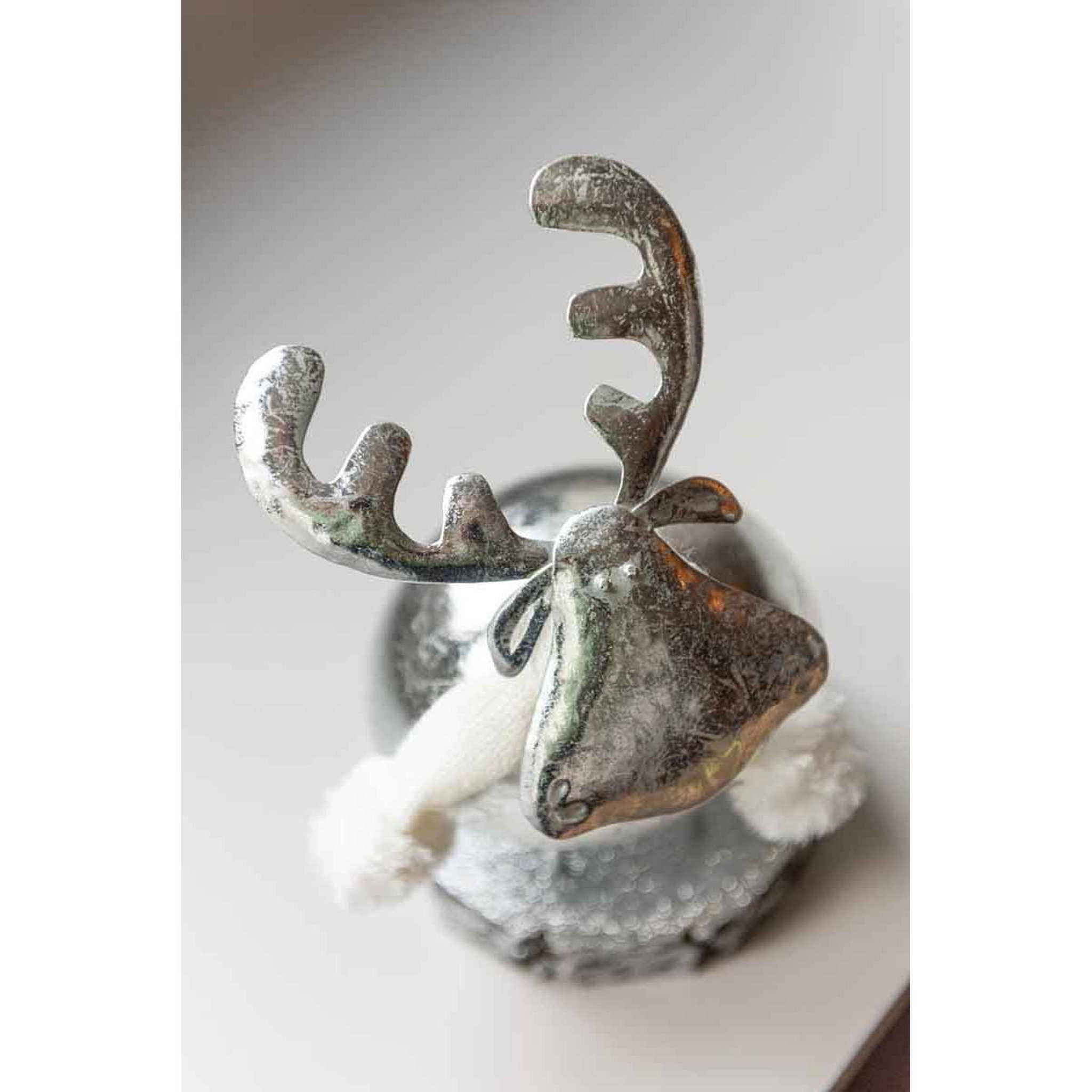 Voir la diapositive 2 : J-LINE Statuette Déco  Cerf  24cm Argent & Blanc