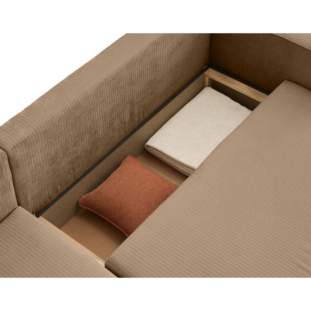 BEST MOBILIER Topaze - canapé d'angle réversible - 4 places - convertible avec coffre - en velours côtelé plat