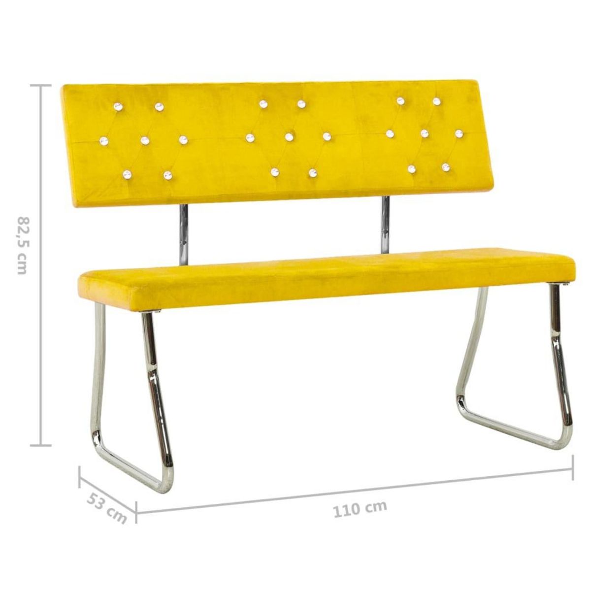 VIDAXL Banc 110 cm Jaune moutarde Velours