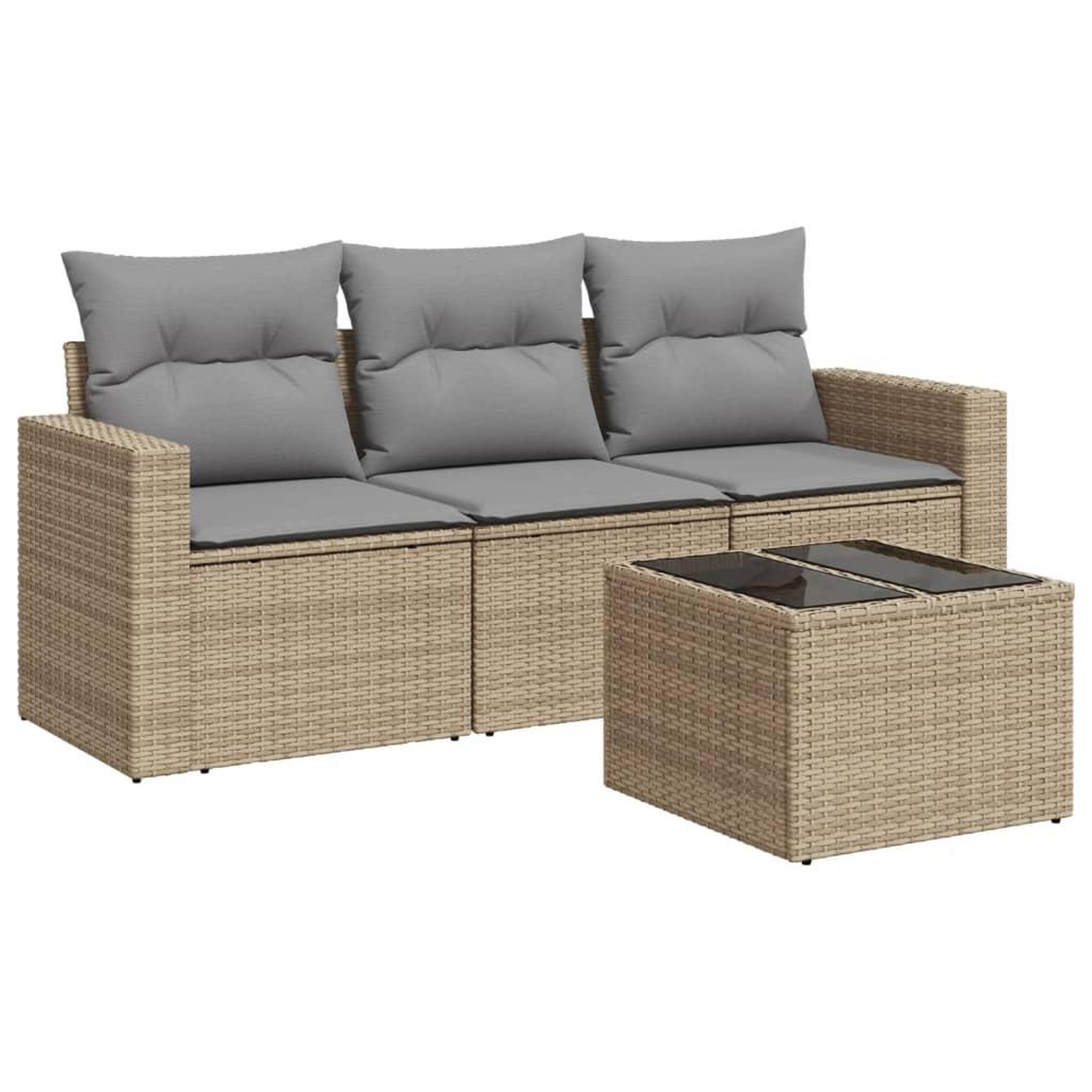 Voir la diapositive 2 : VIDAXL Salon de jardin avec coussins 4 pcs beige resine tressee