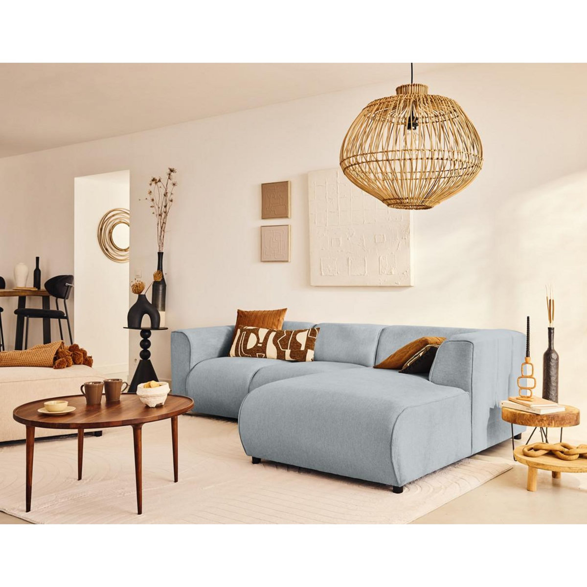 LISA DESIGN Suaro - module d'assise méridienne droit en tissu texturé