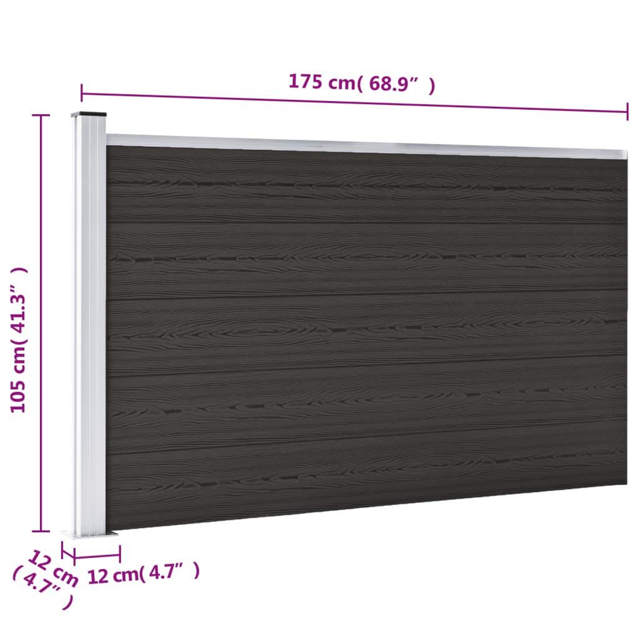 Voir la diapositive 6 : VIDAXL Panneau de cloture WPC 175x105 cm Noir