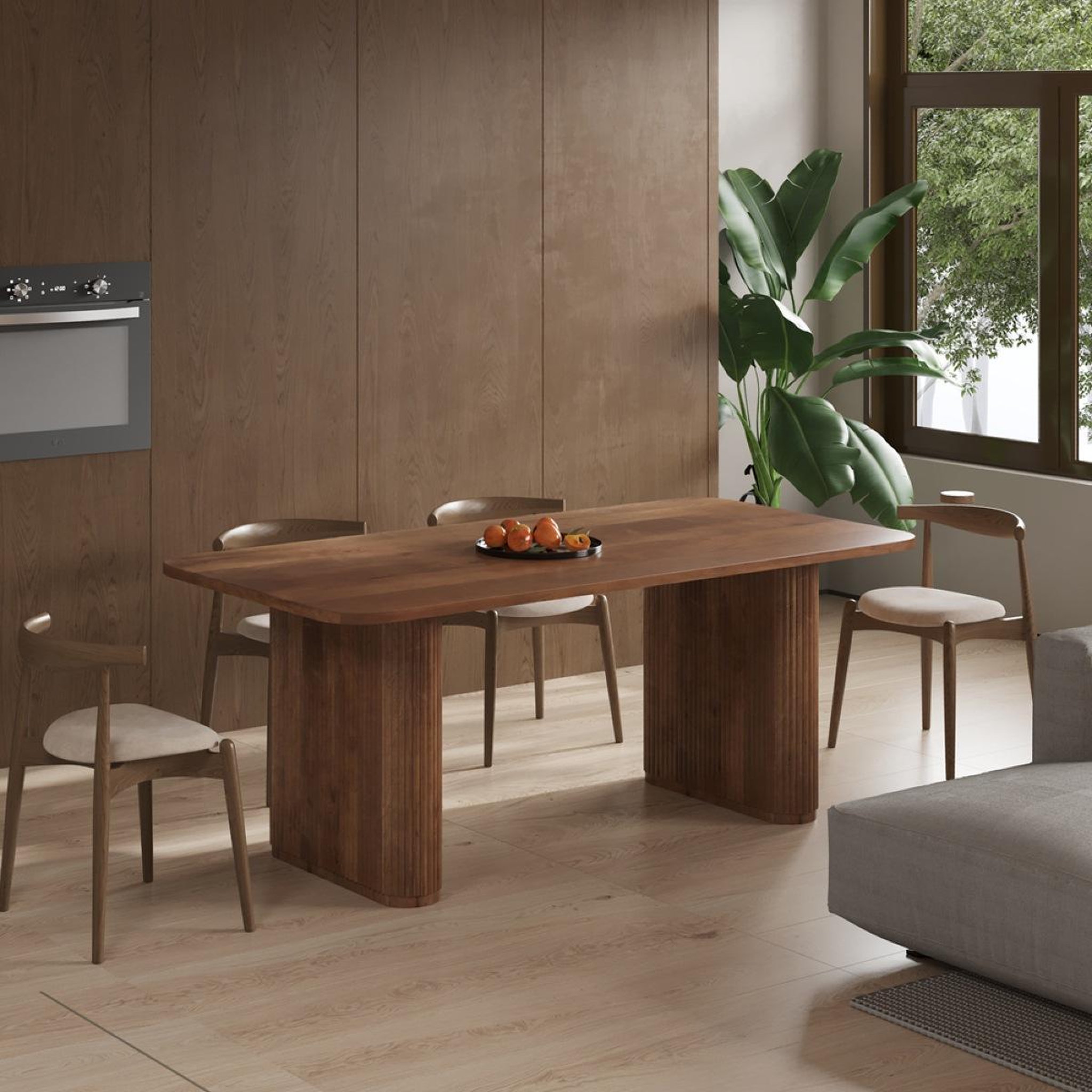 Voir la diapositive 2 : JLC KREATION Table à manger ovale en bois de manguier 200cm jeanne