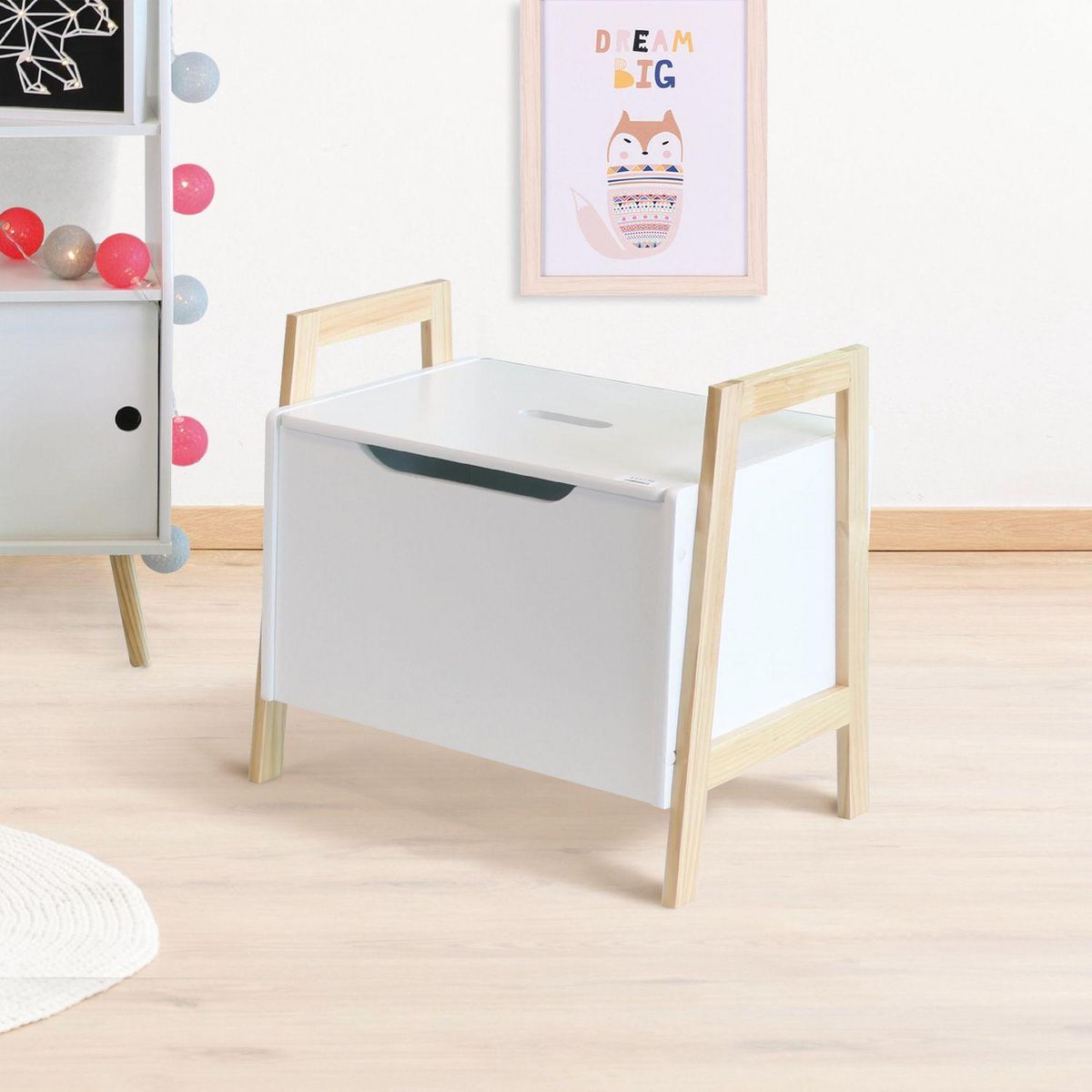 DIVERS Coffre à jouets Sweet - L. 49 x H. 48 cm - Blanc