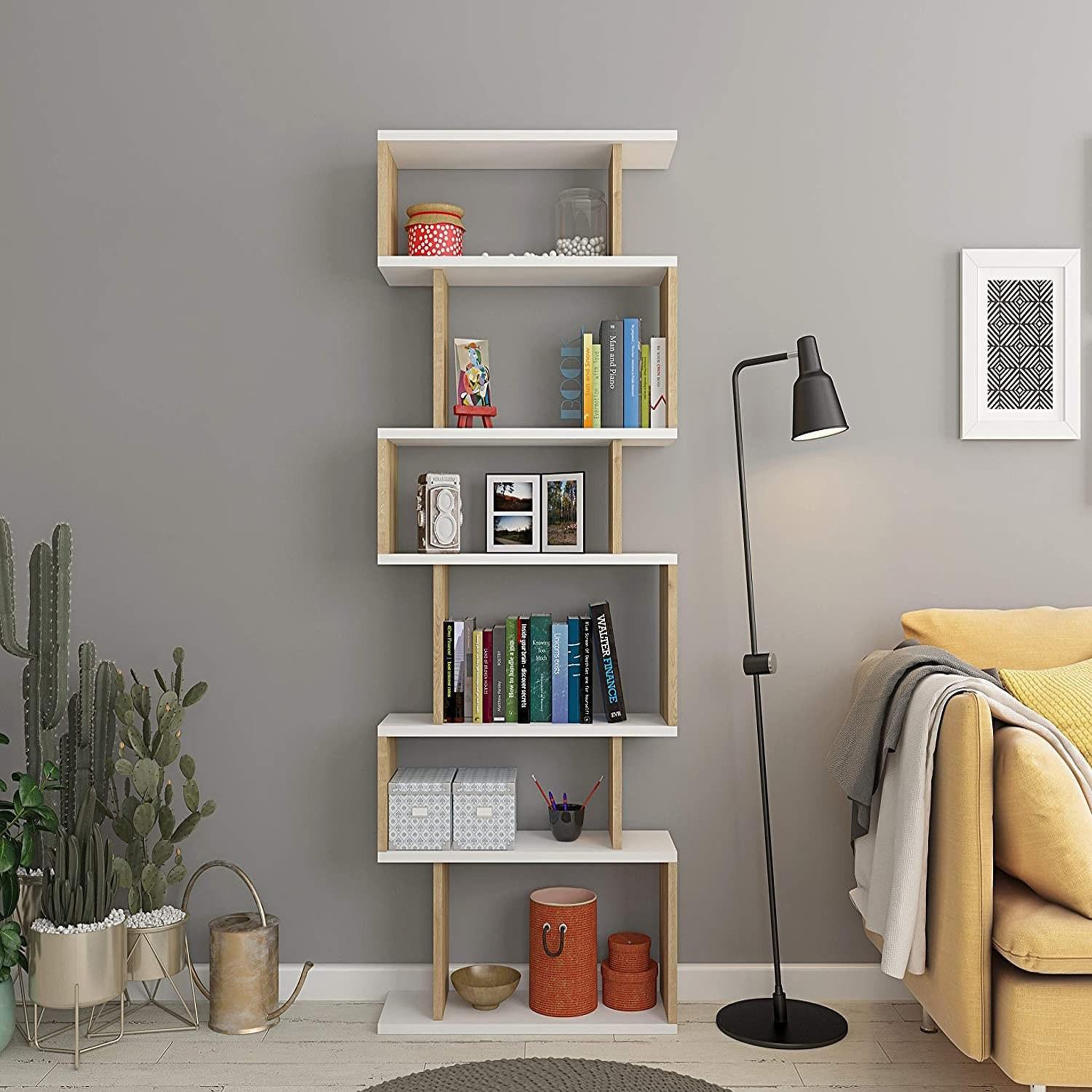Voir la diapositive 2 : Habitat et Jardin Bibliothèque en bois  Bates  - 60 x 19 x 160 cm - Chêne blanc