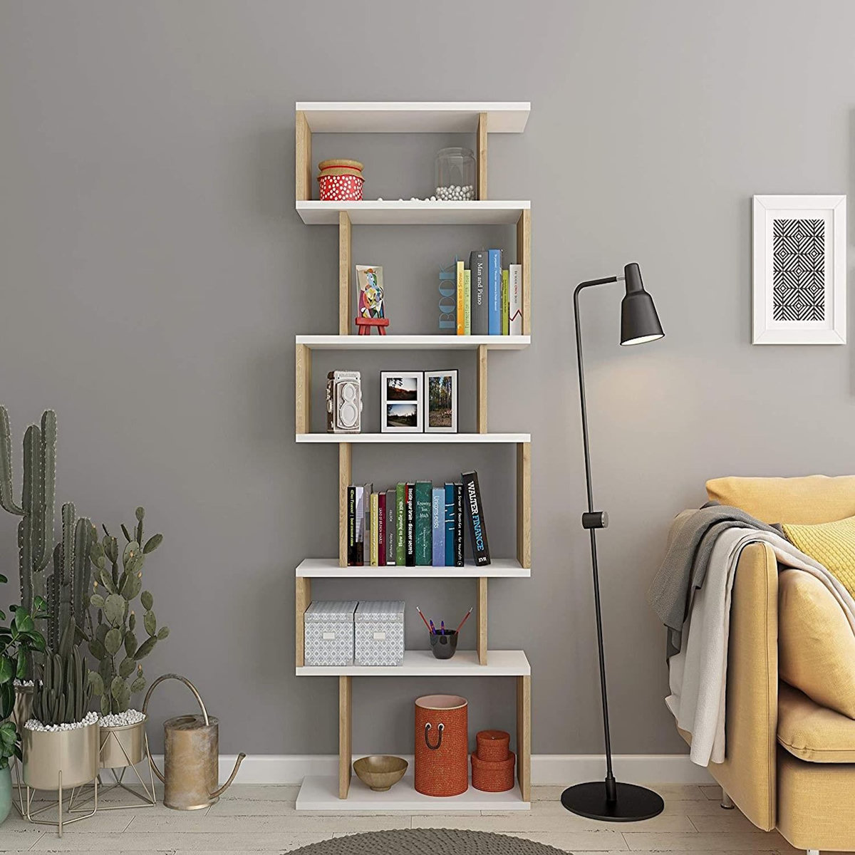 Habitat et Jardin Bibliothèque en bois  Bates  - 60 x 19 x 160 cm - Chêne blanc