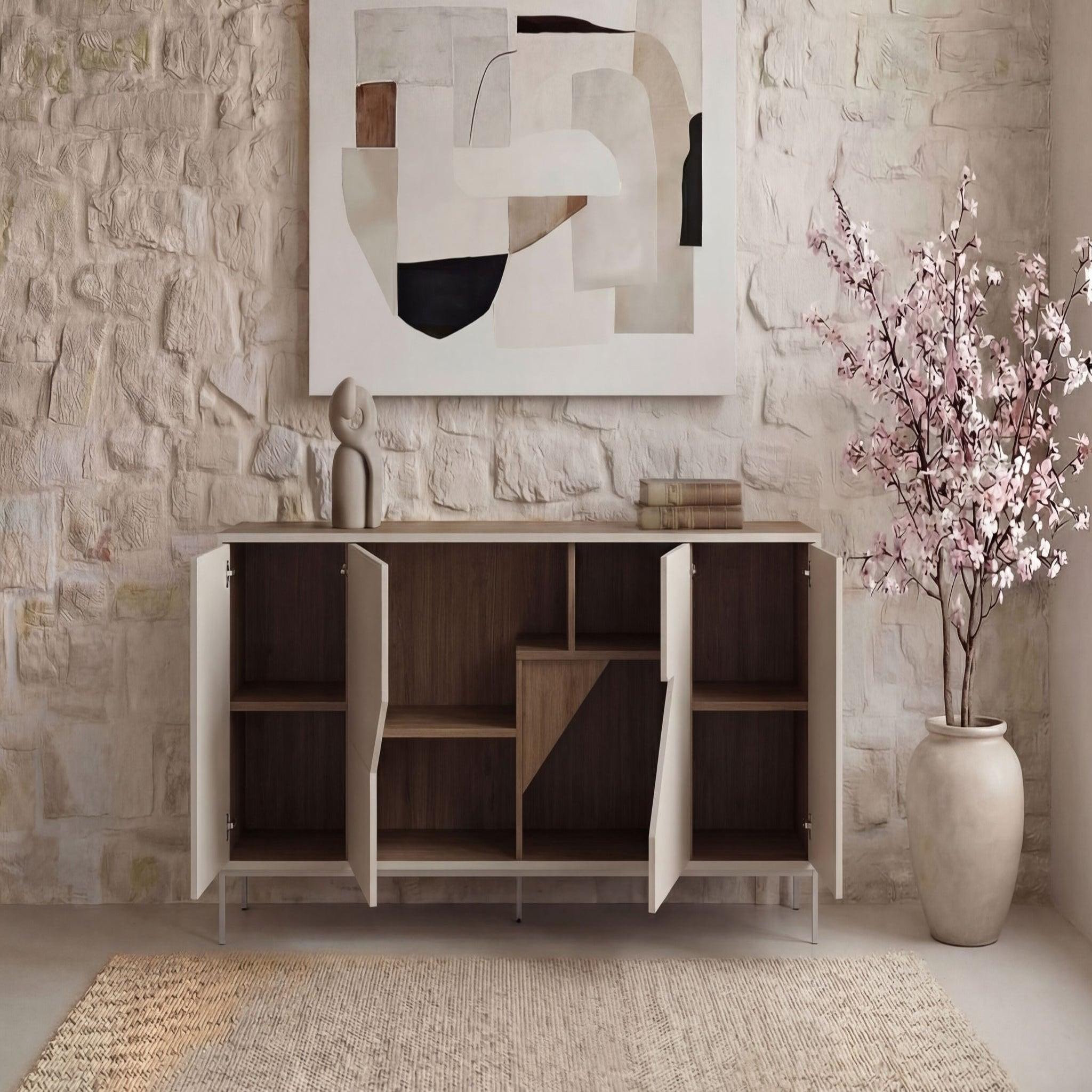 Voir la diapositive 5 : CASANOVA PARIS DALIA - Buffet 4 portes 180cm en mélamine - Beige