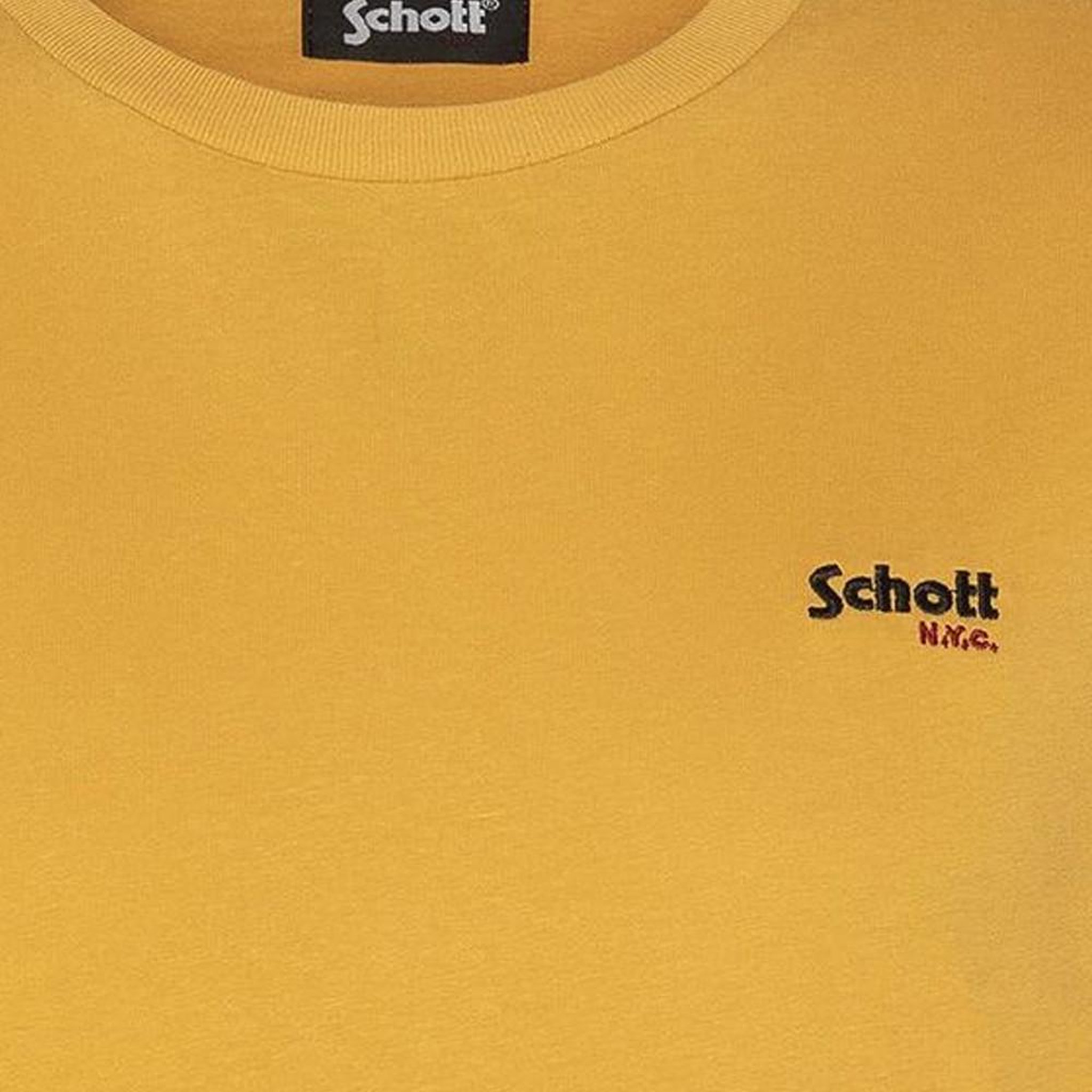 Voir la diapositive 5 : Schott T-shirt jaune homme schott brode