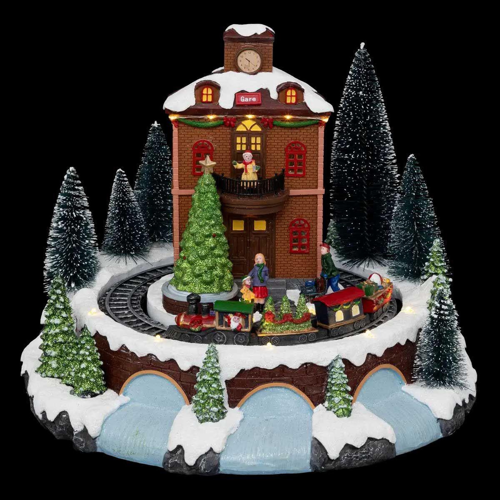 Voir la diapositive 2 : FEERIC LIGHT & CHRISTMAS Village de noël  gare avec train  35cm multicolore