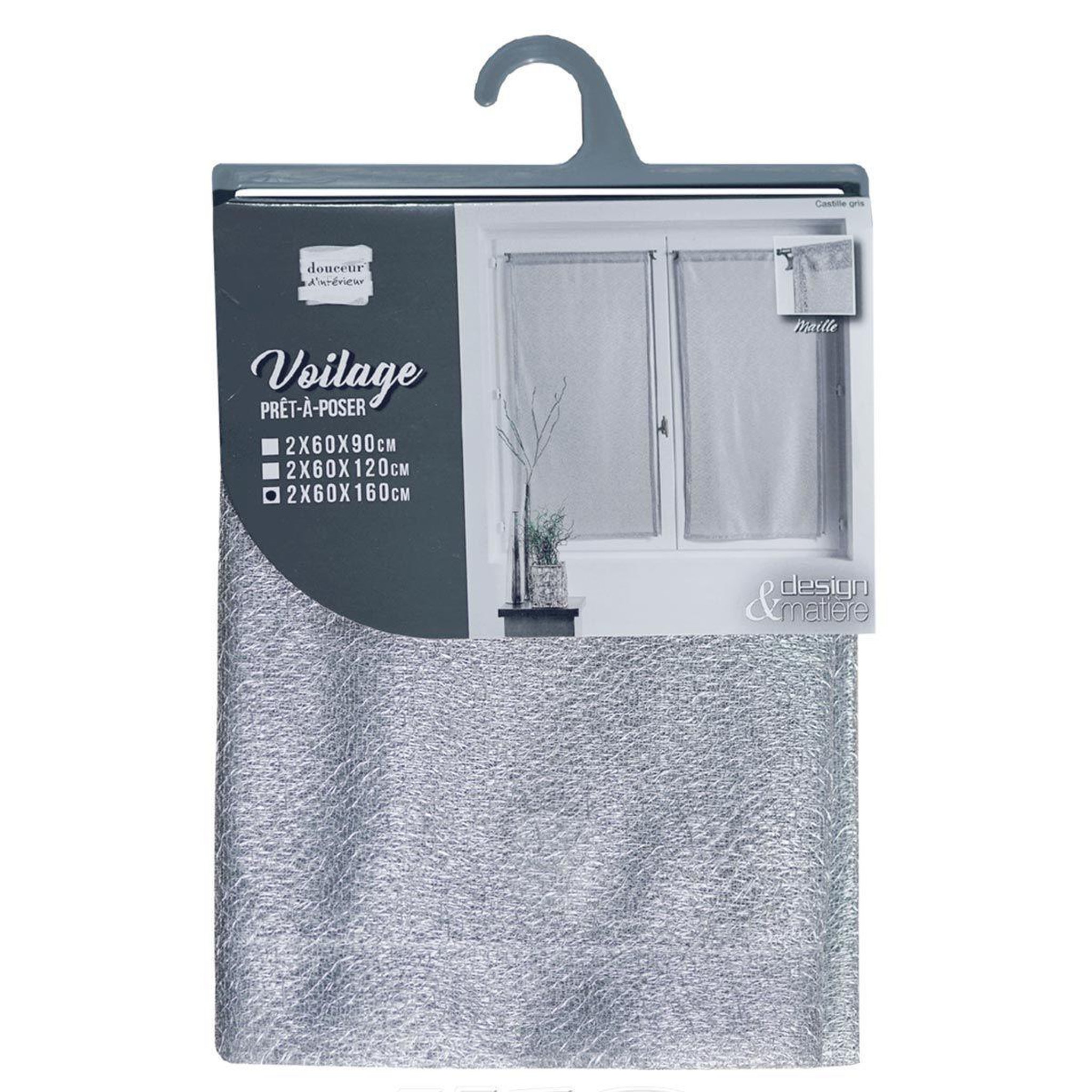 Voir la diapositive 4 : Douceur d'Intérieur Paire de voilages  castille  60x160cm gris