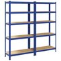 Voir la diapositive 2 : VIDAXL Etageres de rangement a 5 niveaux 2 pcs Bleu Acier et bois
