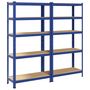 Voir la diapositive 2 : VIDAXL Etageres de rangement a 5 niveaux 2 pcs Bleu Acier et bois