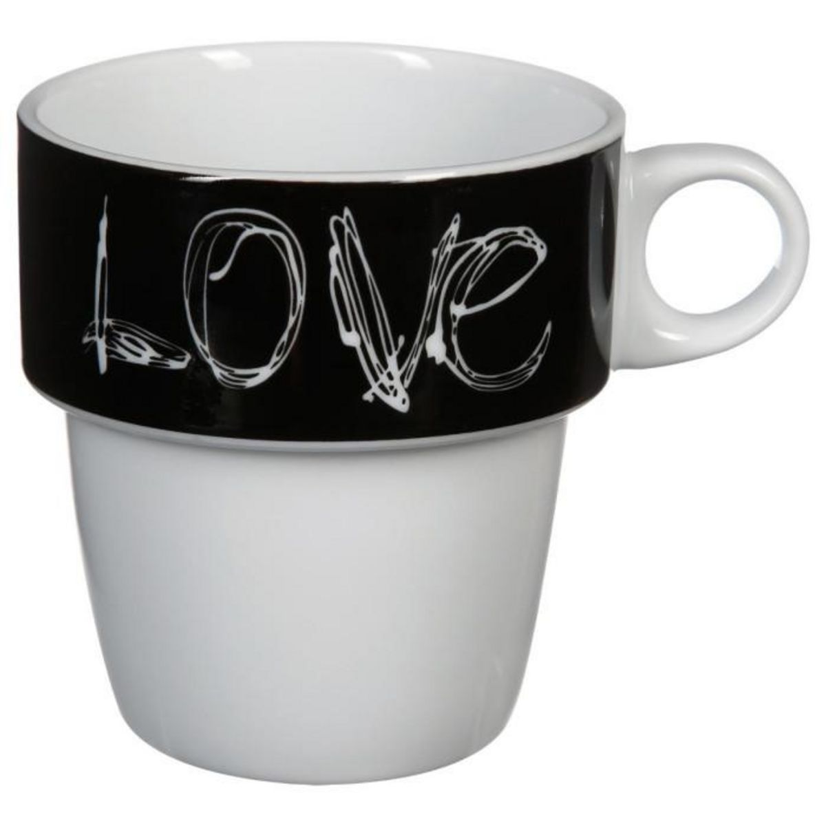 SECRET DE GOURMET Lot de 6 Mugs Avec Rack   Love  26cl Beige