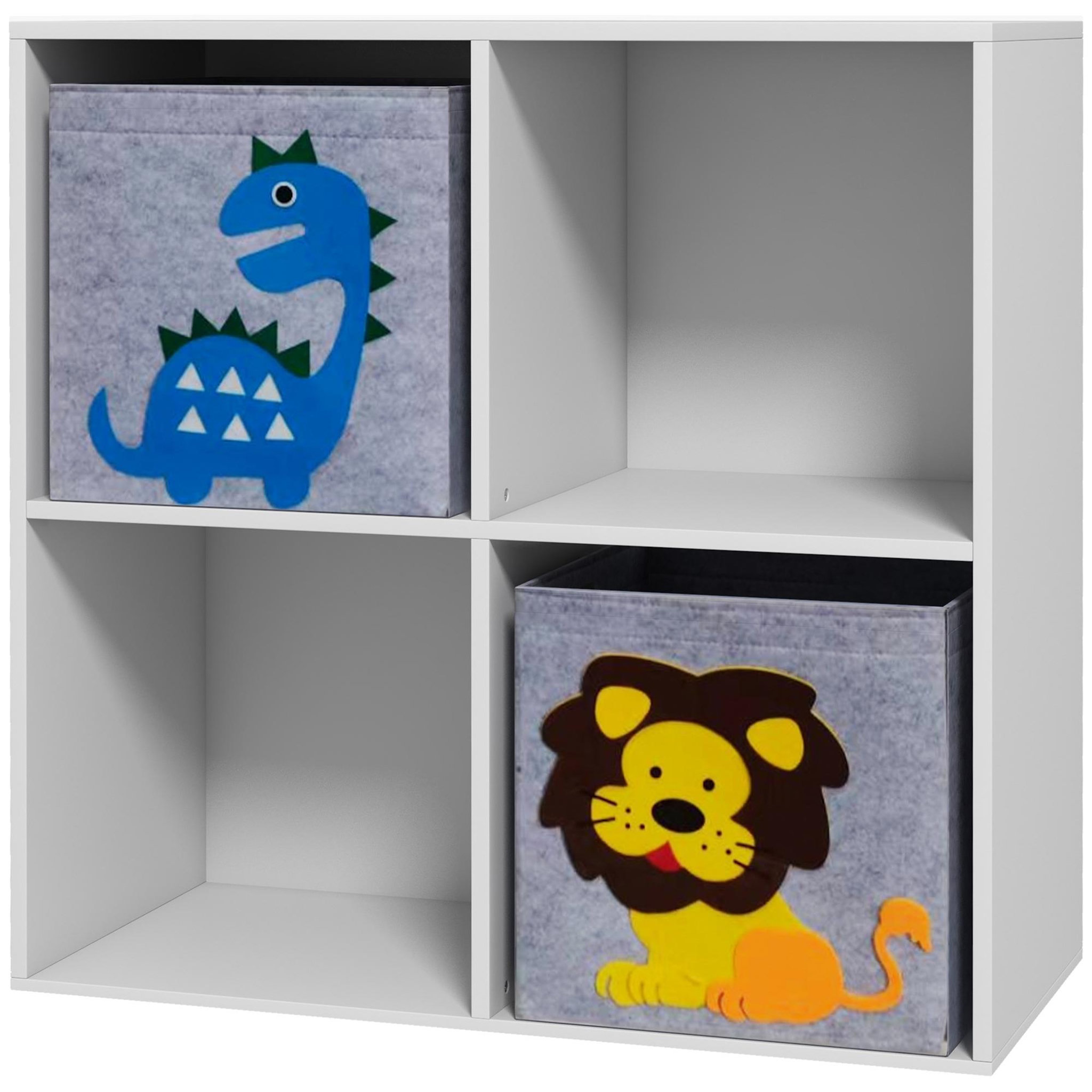 Voir la diapositive 1 : HOMCOM Meuble de rangement jouets enfant étagère de jouet pour chambre d'enfant 4 casiers 2 tiroirs non tissé MDF blanc