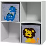 HOMCOM Meuble de rangement jouets enfant étagère de jouet pour chambre d'enfant 4 casiers 2 tiroirs non tissé MDF blanc