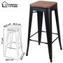 Voir la diapositive 2 : TOILINUX Lot de 4 Tabourets de bar vintage Liv - Hauteur 77 cm. - Noir