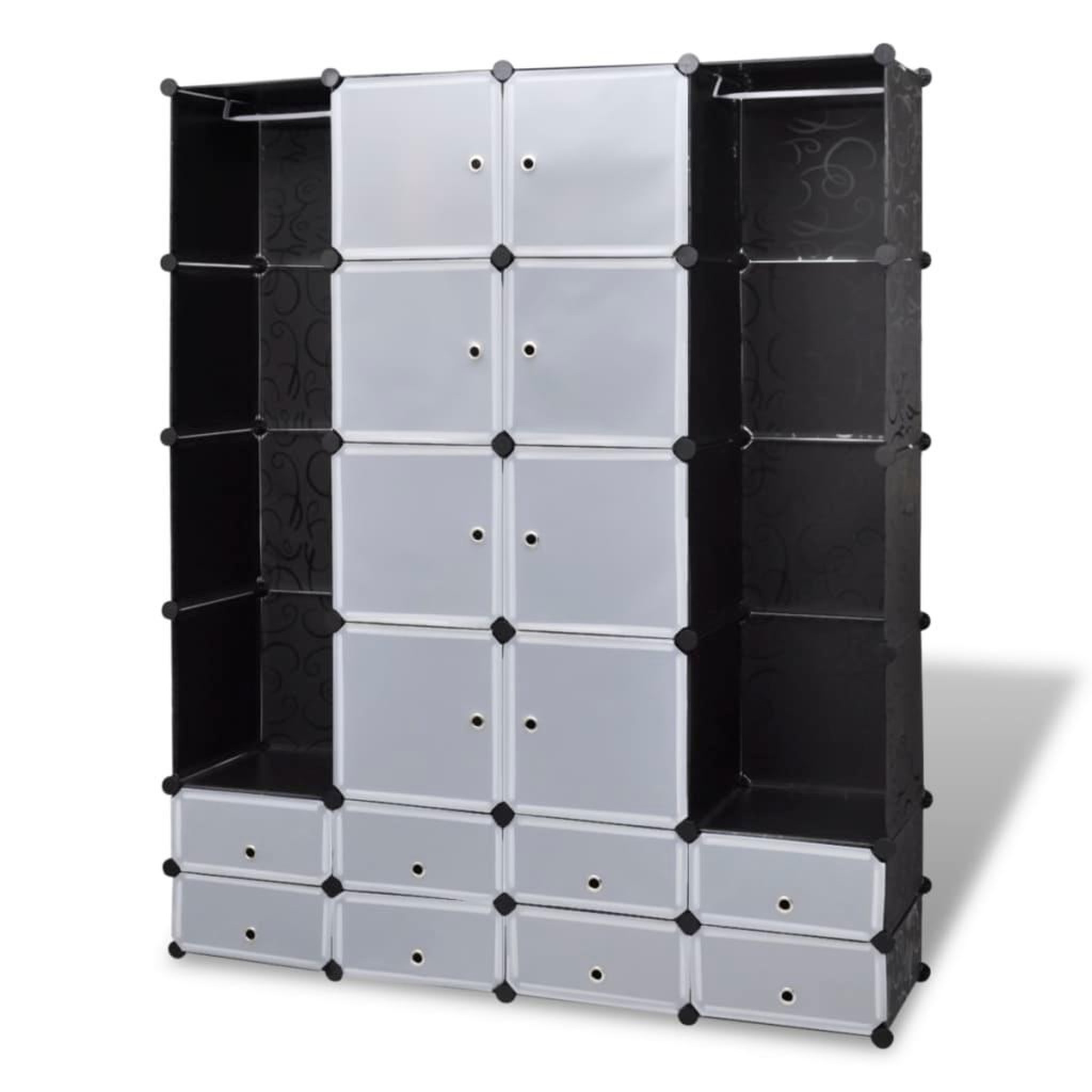 Voir la diapositive 2 : VIDAXL Armoire modulaire 18 compartiments Noir et blanc 37x146x180,5cm